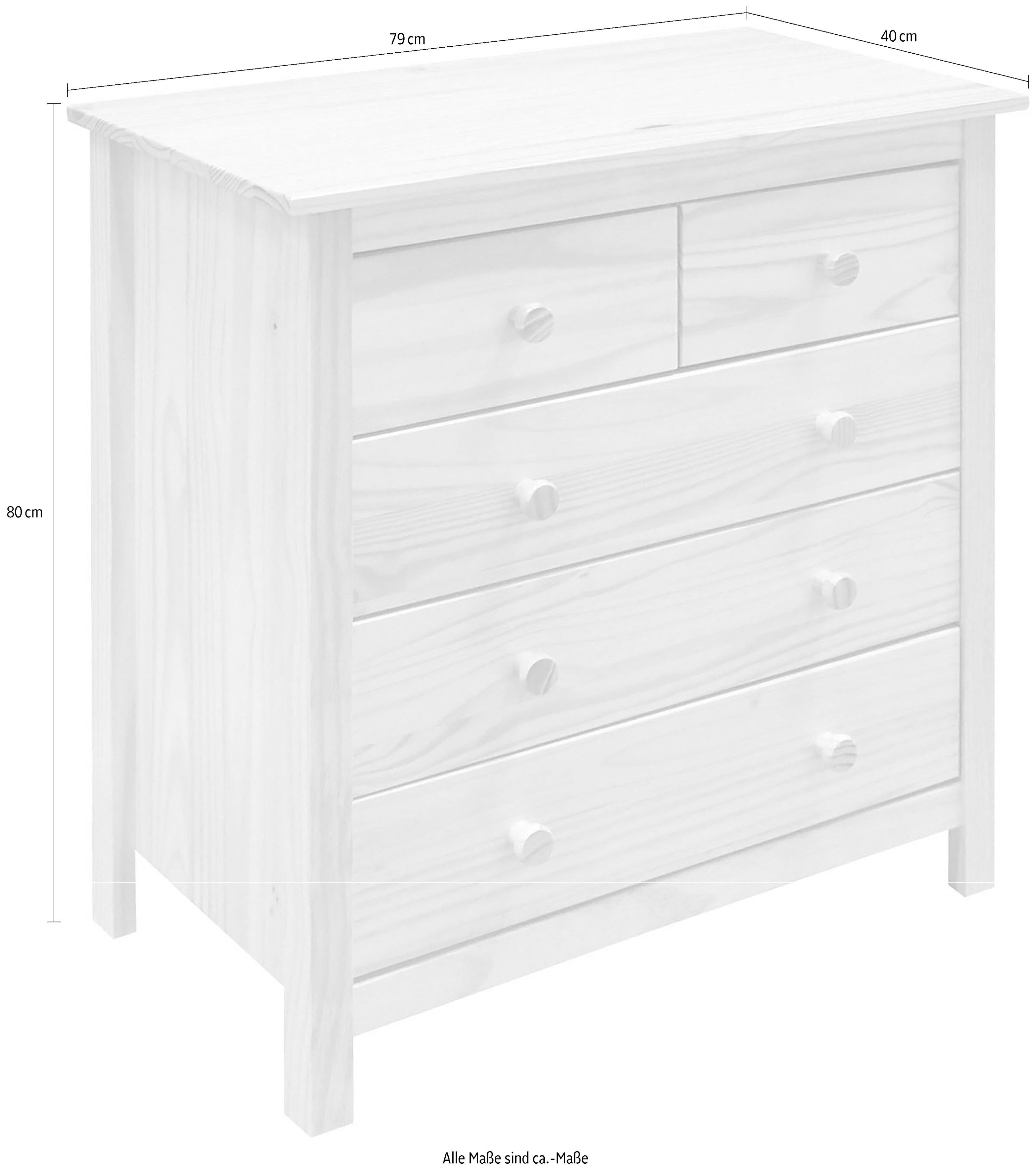 Home affaire Kommode (1 St), gefertigt aus massivem Kiefernholz