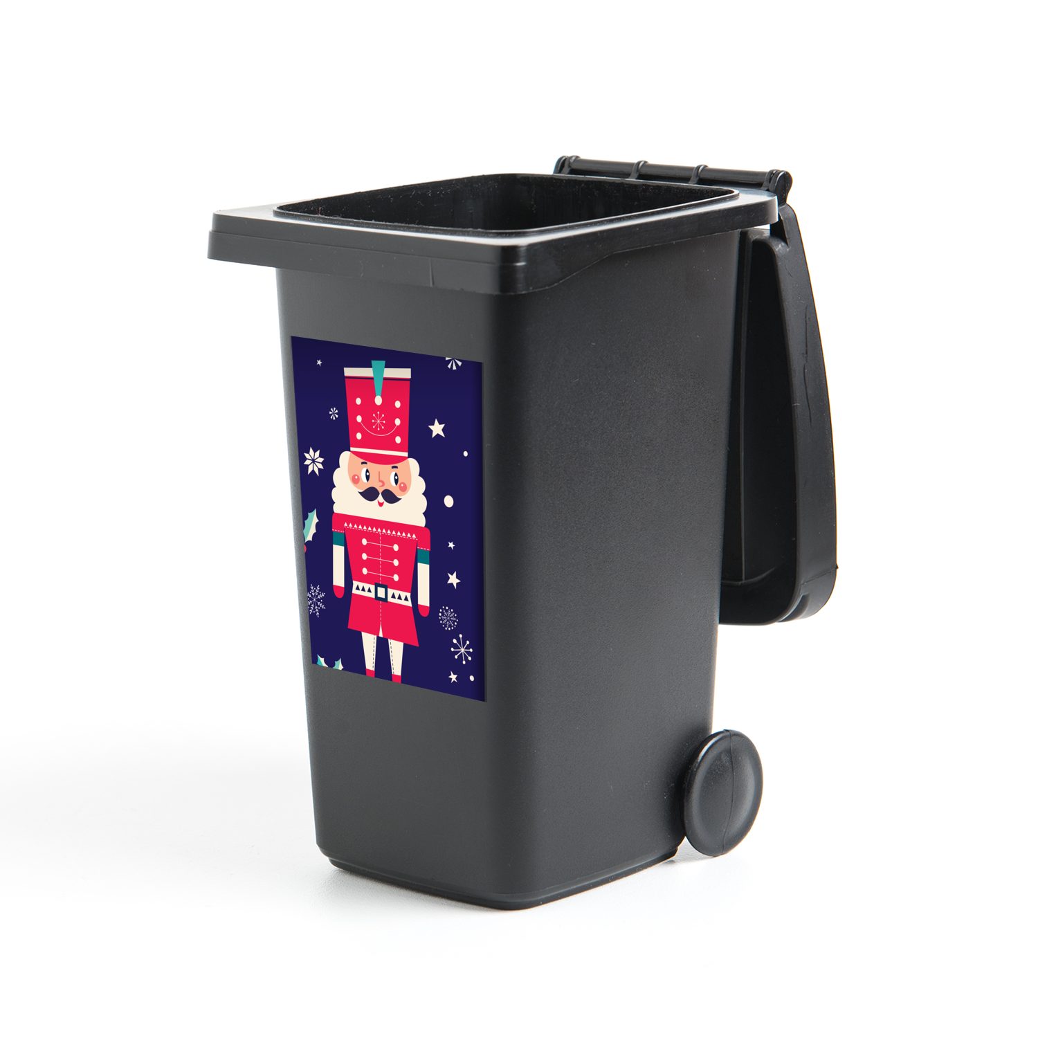 Stechpalme Weihnachten MuchoWow Wandsticker St), Abfalbehälter - Mülltonne, Mülleimer-aufkleber, (1 Schnee - Sticker, Container, Weihnachtsmann -