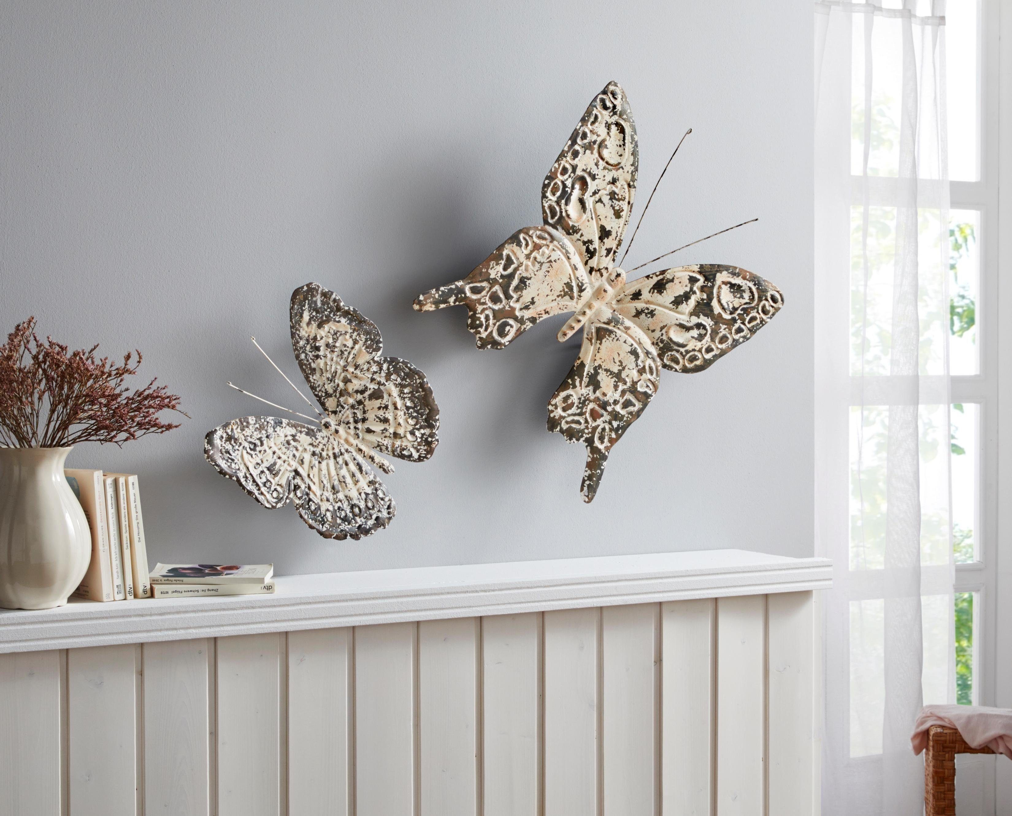 Wanddeko affaire Schmetterling, Wanddekoration, Vintage Butterfly, Home Metall aus Wanddekoobjekt