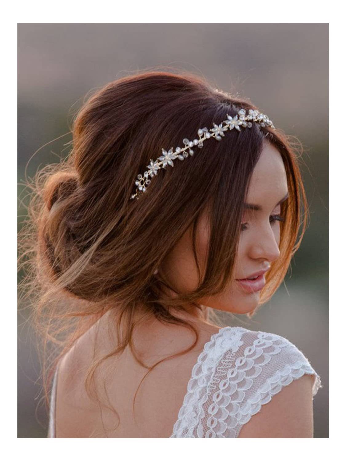 Leway Diadem Hochzeit Stirnband Braut Haarschmuck Kristall Haarband  Haarschmuck Diadem für Damen