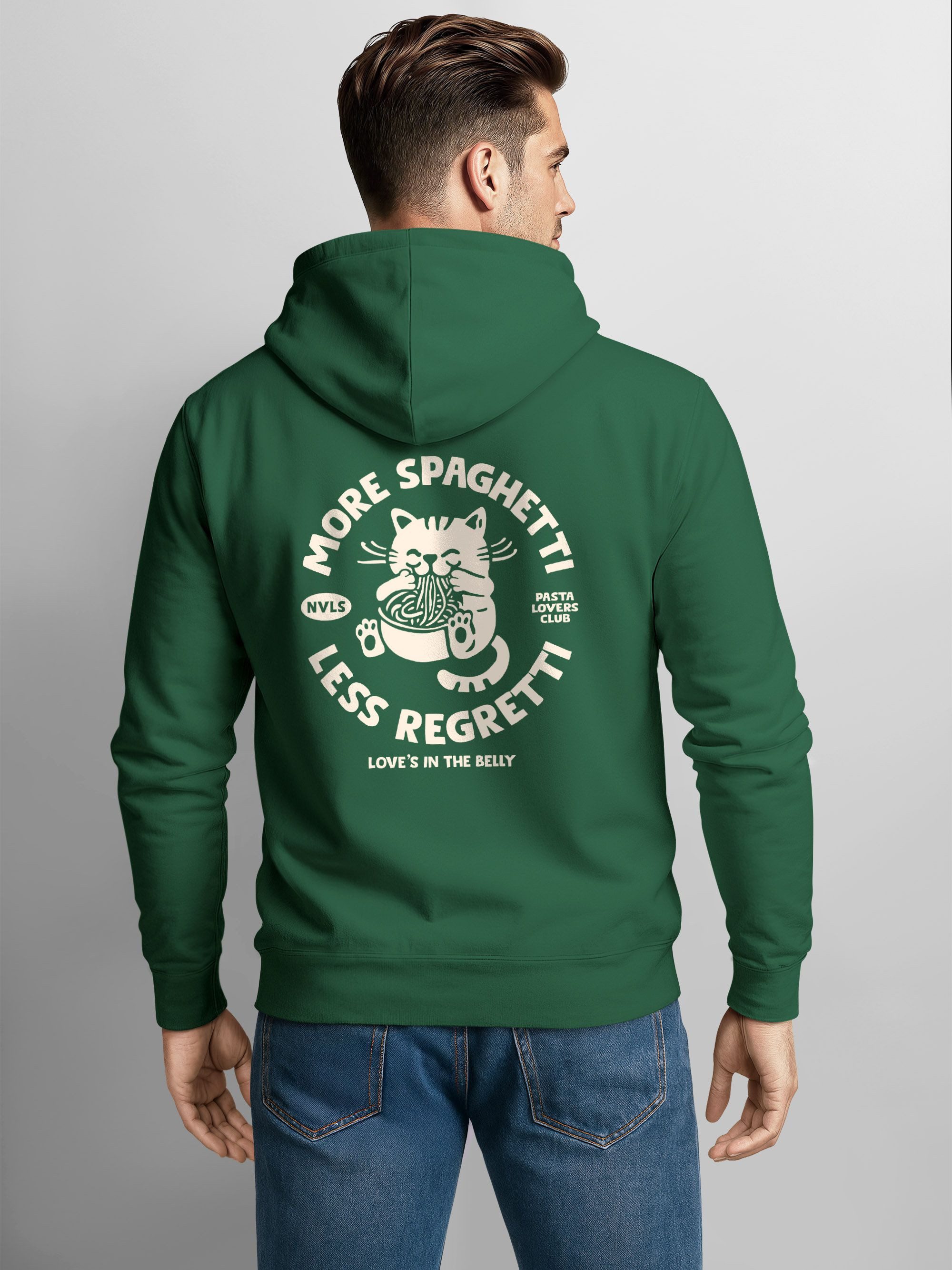 Neverless Sweatjacke Herren Sweatjacke Backprint More Spaghetti Less Regret günstig online kaufen
