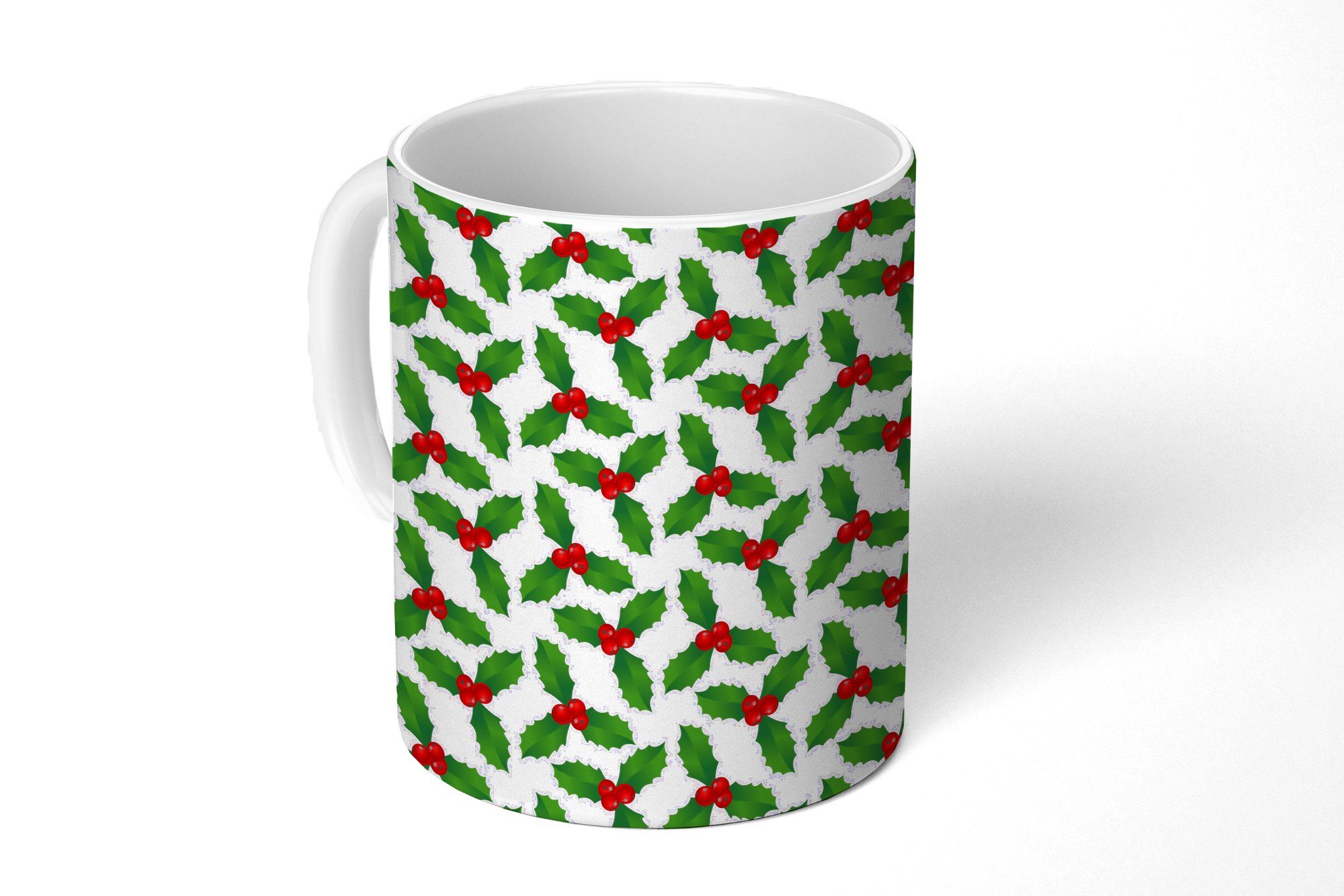 MuchoWow Tasse Schnittmuster - Weihnachten - Mistelzweig, Keramik, Kaffeetassen, Teetasse, Becher, Teetasse, Geschenk