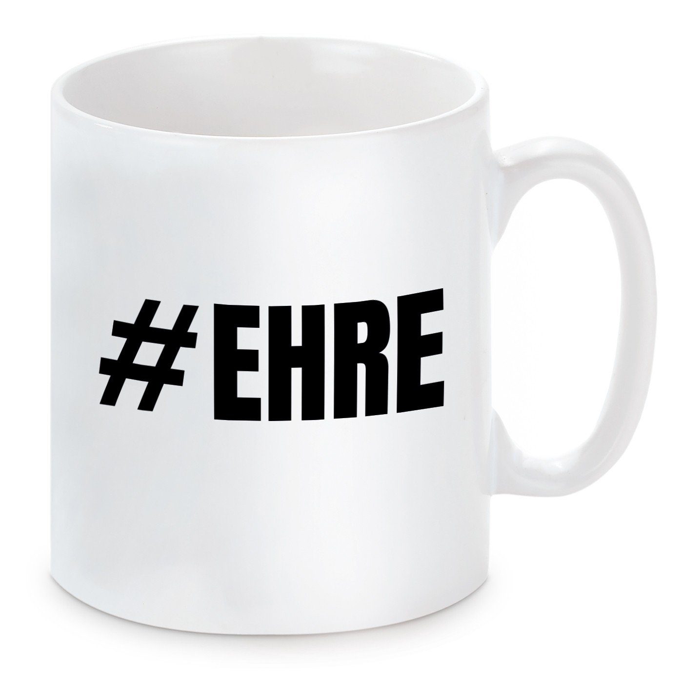 Herzbotschaft Tasse Kaffeebecher mit Motiv Ehre, Keramik, Kaffeetasse spülmaschinenfest und mikrowellengeeignet