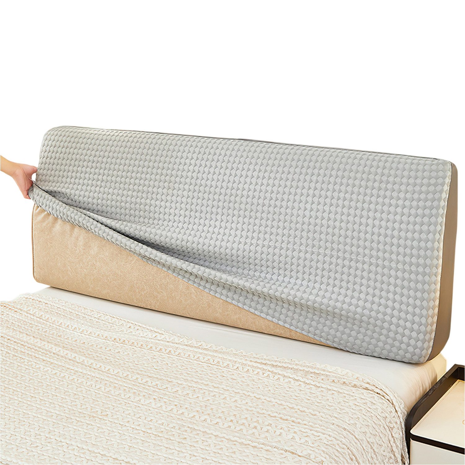 Refttenw Betthusse Kopfteilbezug Bett Kopfteil Bezug mit Verdickt 3D Noppen-Bezug, Bettkopfteil Bezug 120 / 150 / 180 / 200 / 220 cm