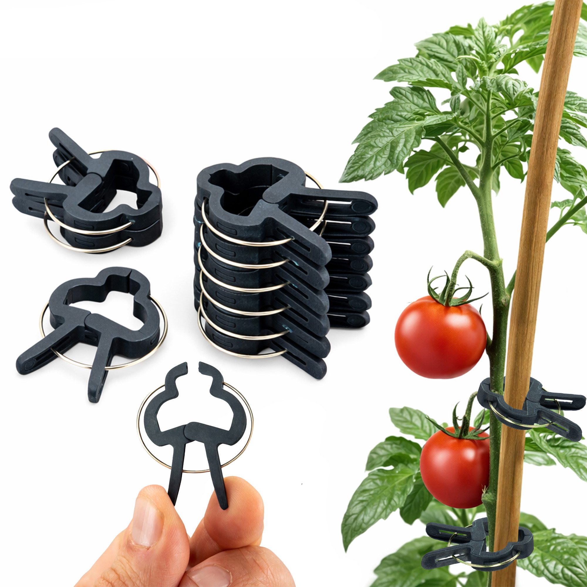 ECENCE Gartenpflege-Set 60x Pflanzenclips klein Pflanzenklammern für