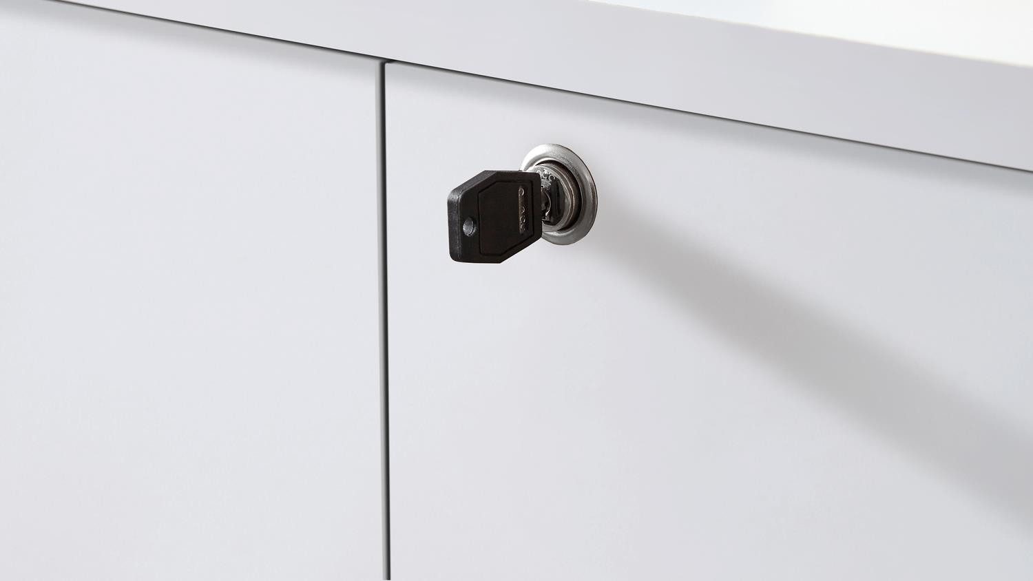 FMD Möbel Aktenschrank Schrank Calvia Büroschrank weiß dekor abschließbar Türen abschließbar