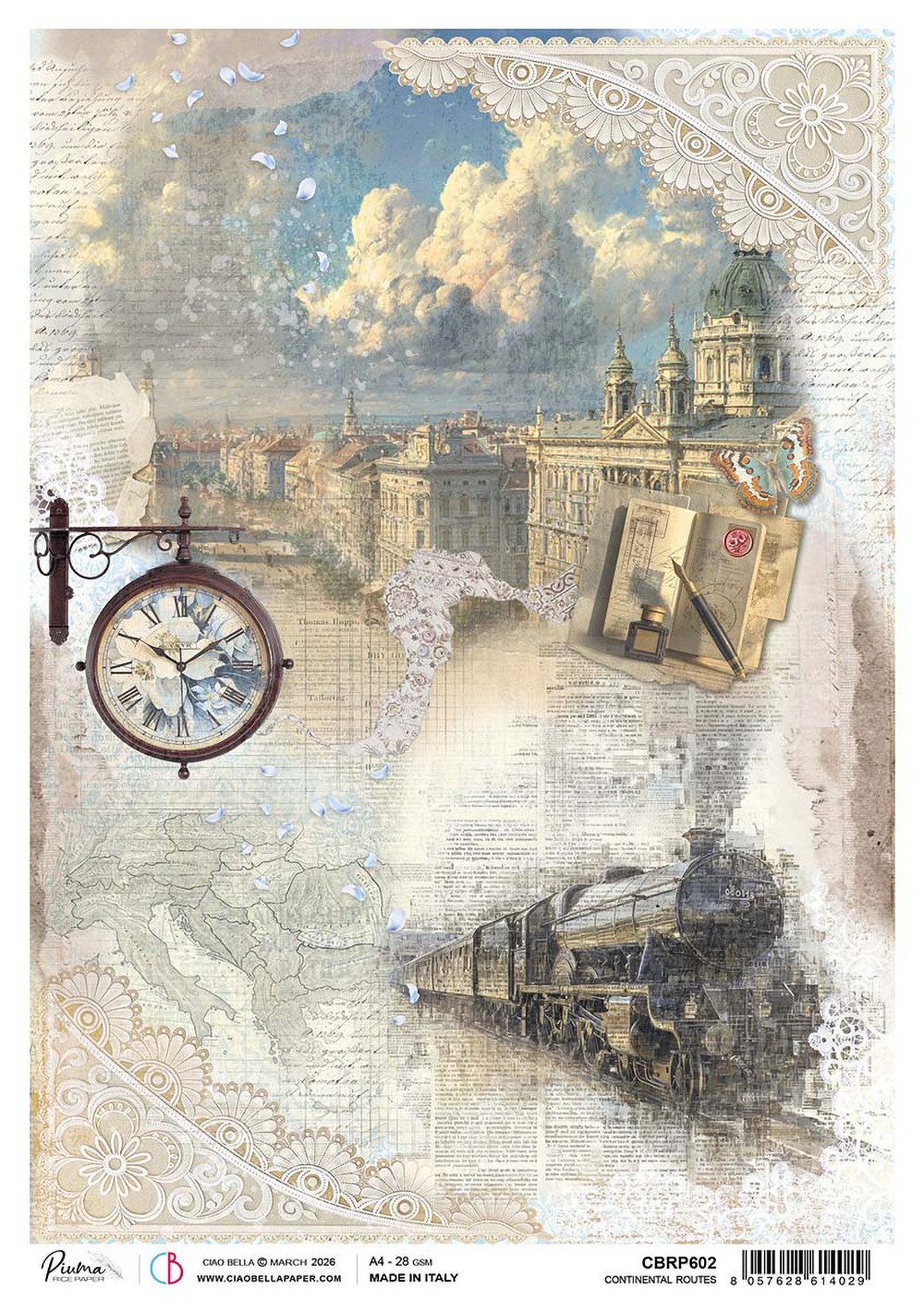 Ciao Bella Seidenpapier Motiv-Strohseide Eastern Journey - Continental Routes, DIN A4