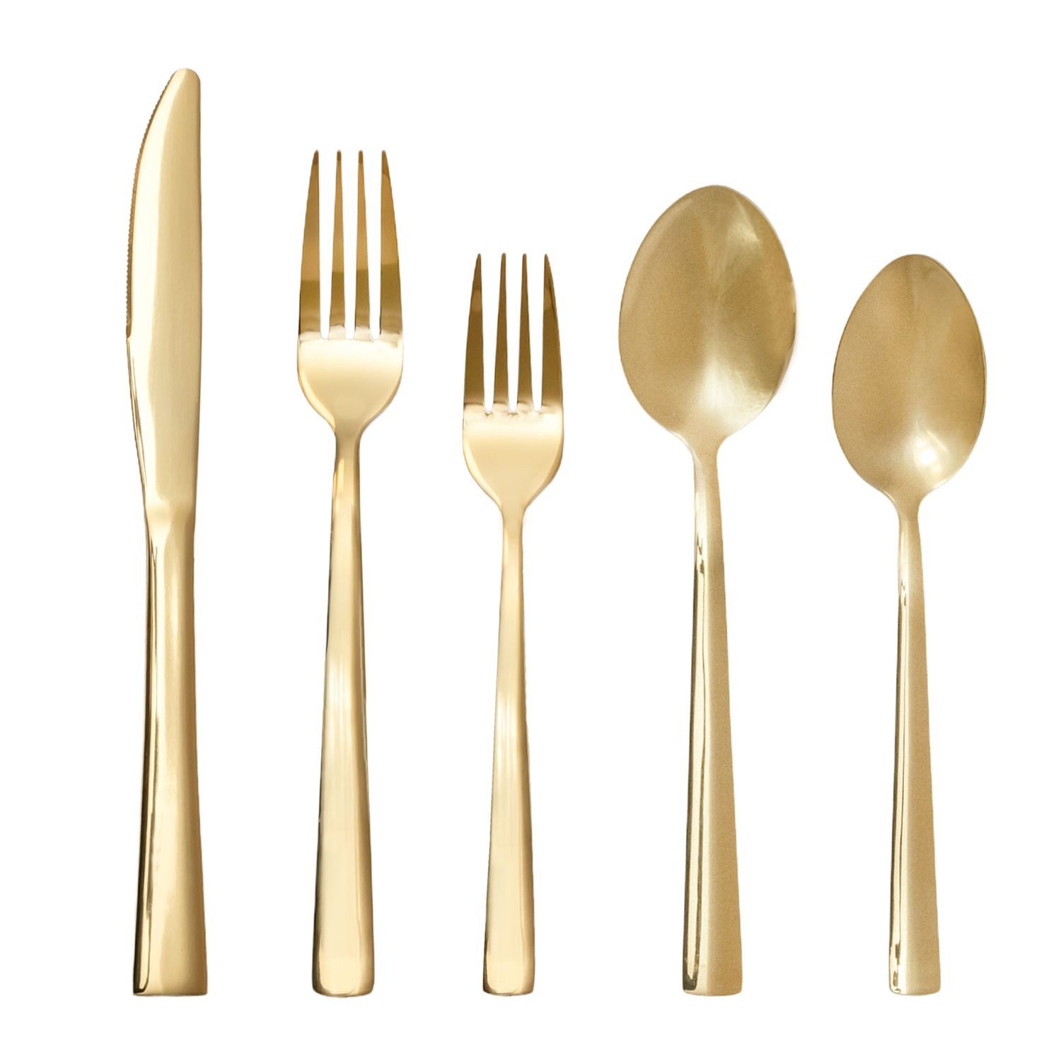 Intirilife Besteck-Set (20-tlg), 4 Personen, Edelstahl, Besteck Set Edelstahl in Gold Essbesteck 4 Personen Spülmaschinenfest