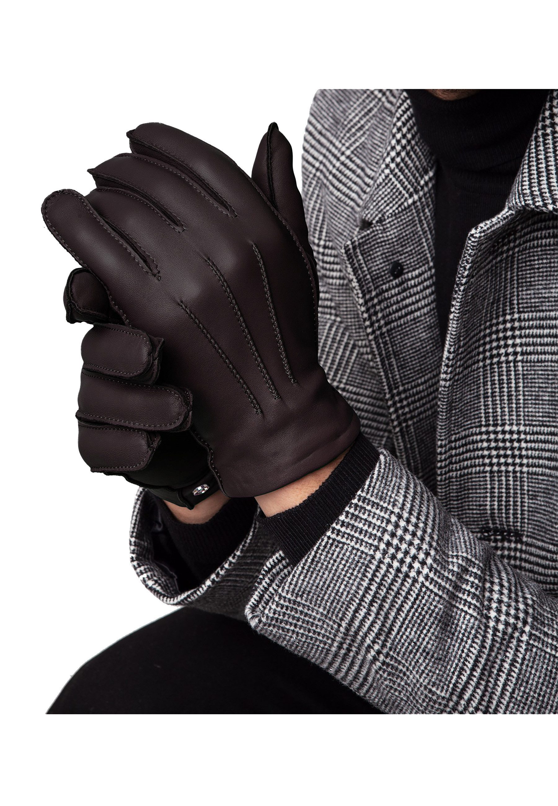 KESSLER Lederhandschuhe PAUL (Paar, 1-St., Handschuhe) Leather Working Group zertifiziertes Leder, warmes Strickfutter