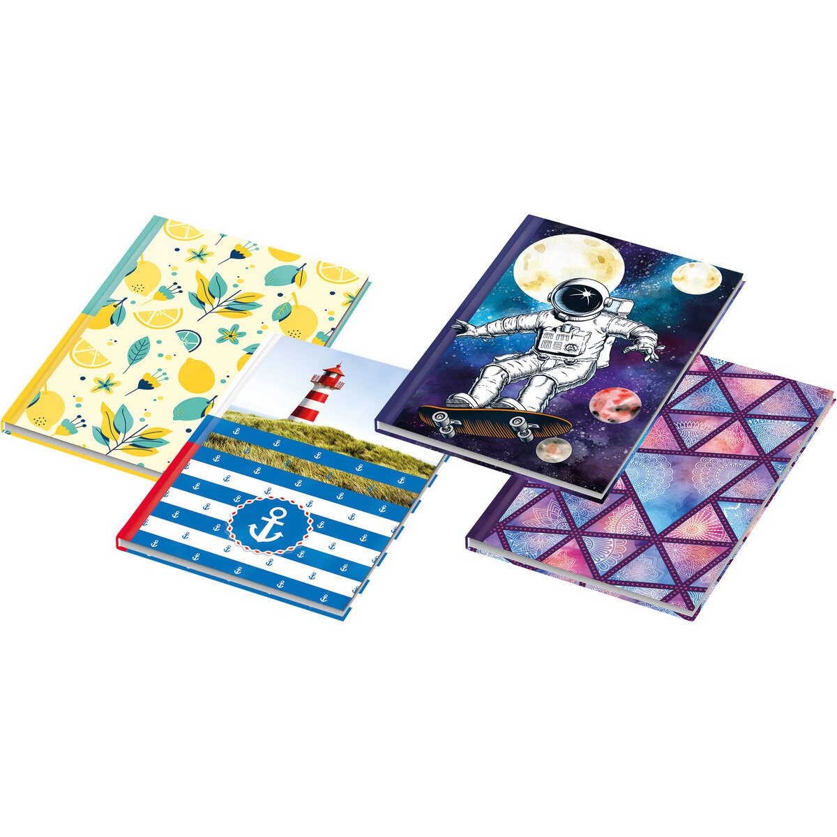 RNK Verlag Schulheft Notizbuch Feelings - A5 96 Blatt sortiert 4 Stück.