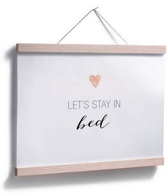 Wall-Art Poster Let's stay in bed, Schriftzug (1 St), Poster ohne Bilderrahmen