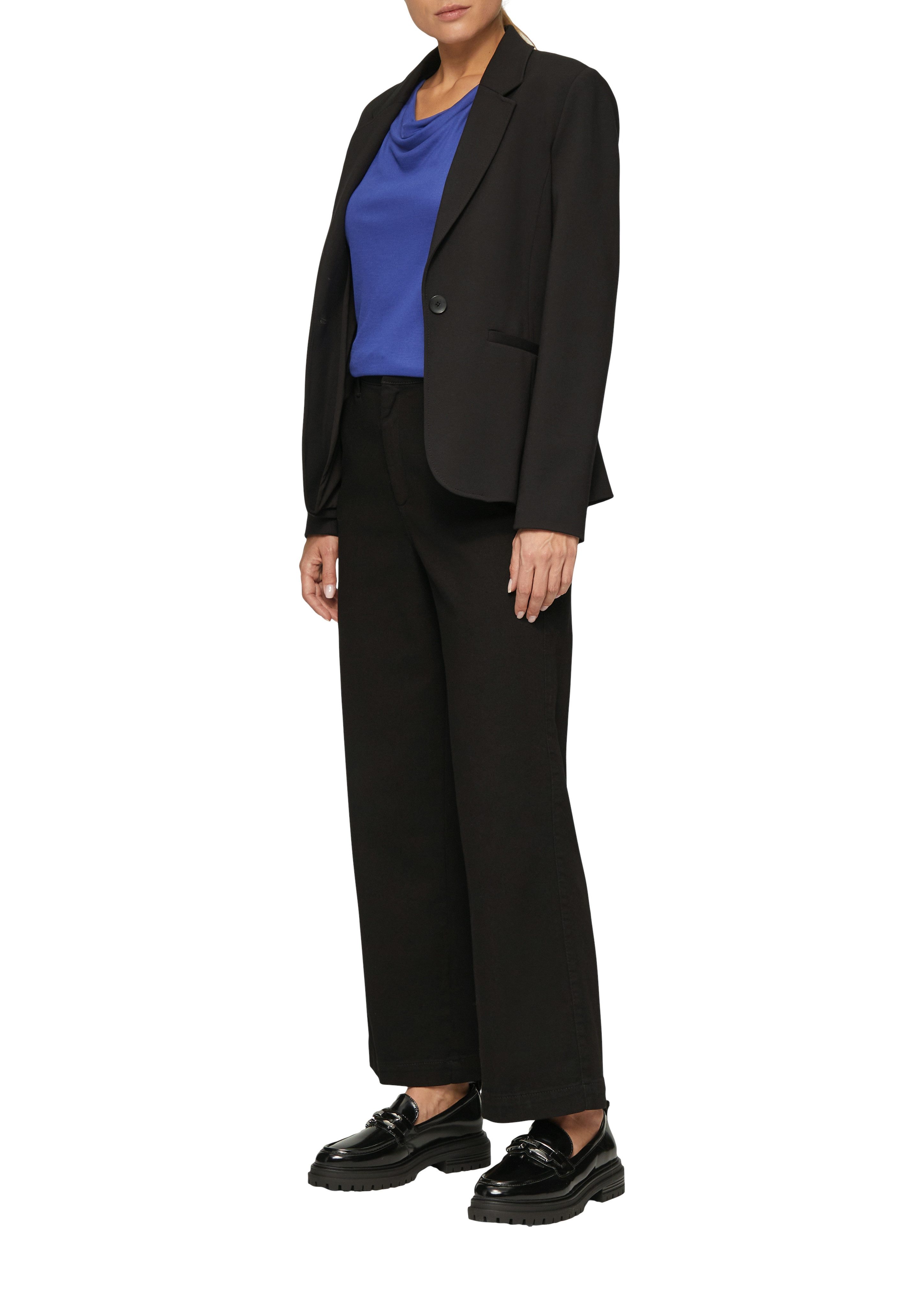 s.Oliver BLACK LABEL Langarmshirt mit Wasserfall Ausschnitt günstig online kaufen