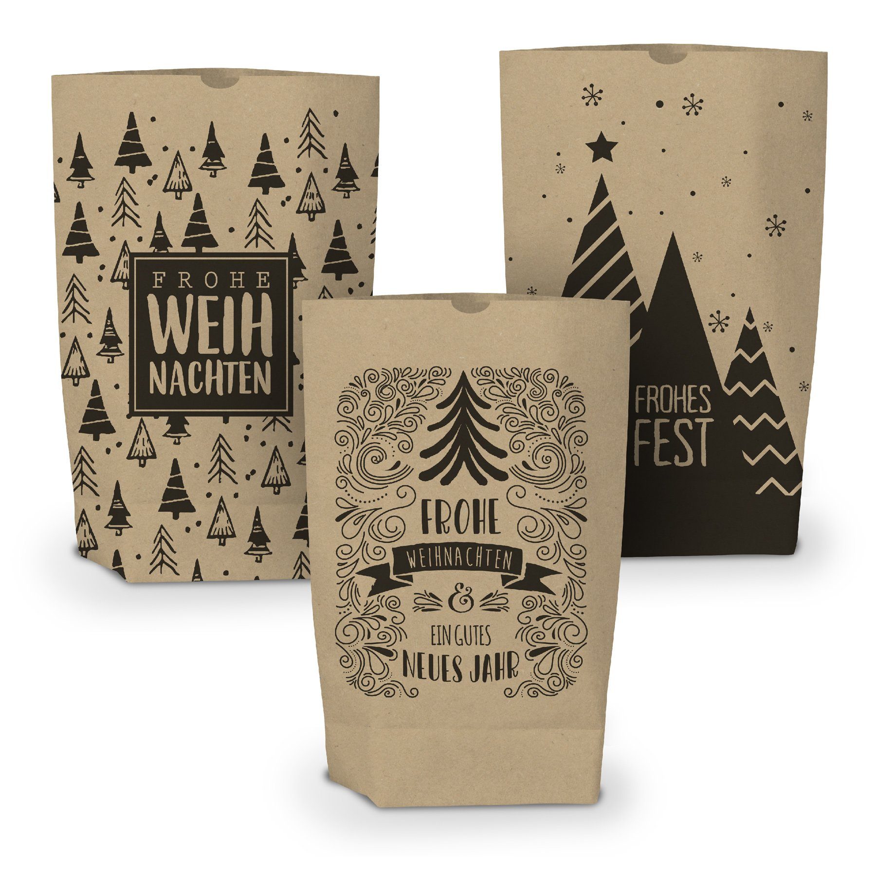 Fest itenga neues Geschenkpapier Mix itenga Geschenktüten Frohes 75x Weihnachten Jahr Frohes