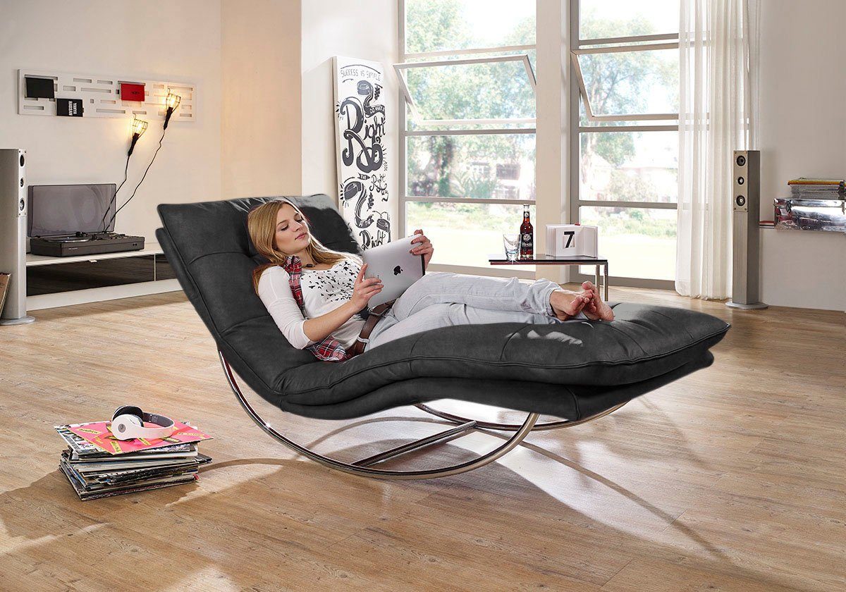 W.SCHILLIG Relaxliege daily dreams, in Waffelkissen-Optik, Schaukelgestell Chrom glänzend, in 2 Breiten
