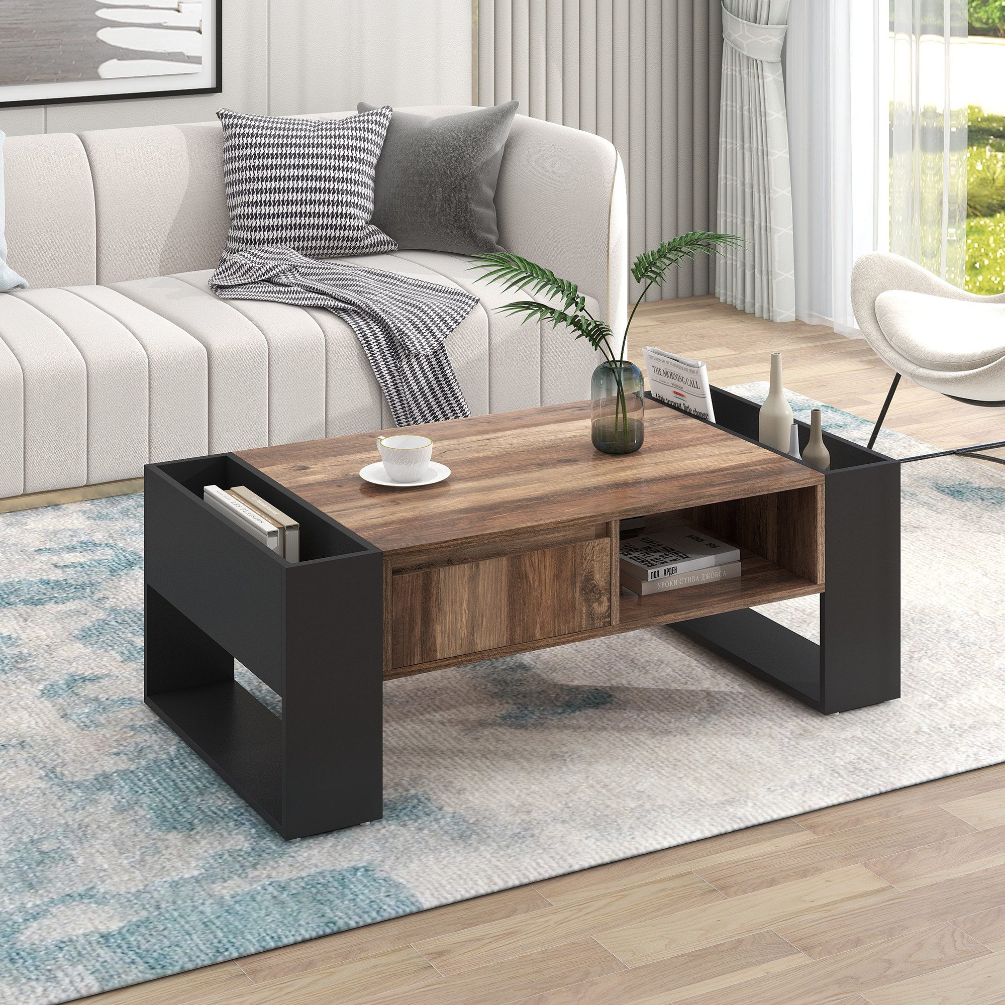 ROYGBIV Couchtisch Holzmaserung mit Schublade & günstig online kaufen