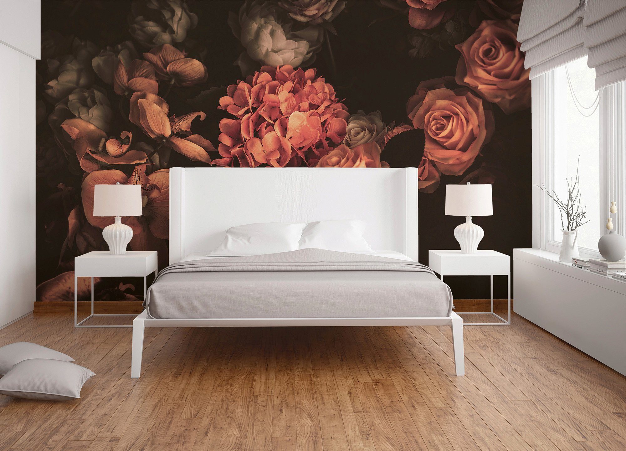 living walls Fototapete Designwalls Romantic Flowers 2, glatt, (5 St), Vlies, Wand, Schräge, Decke