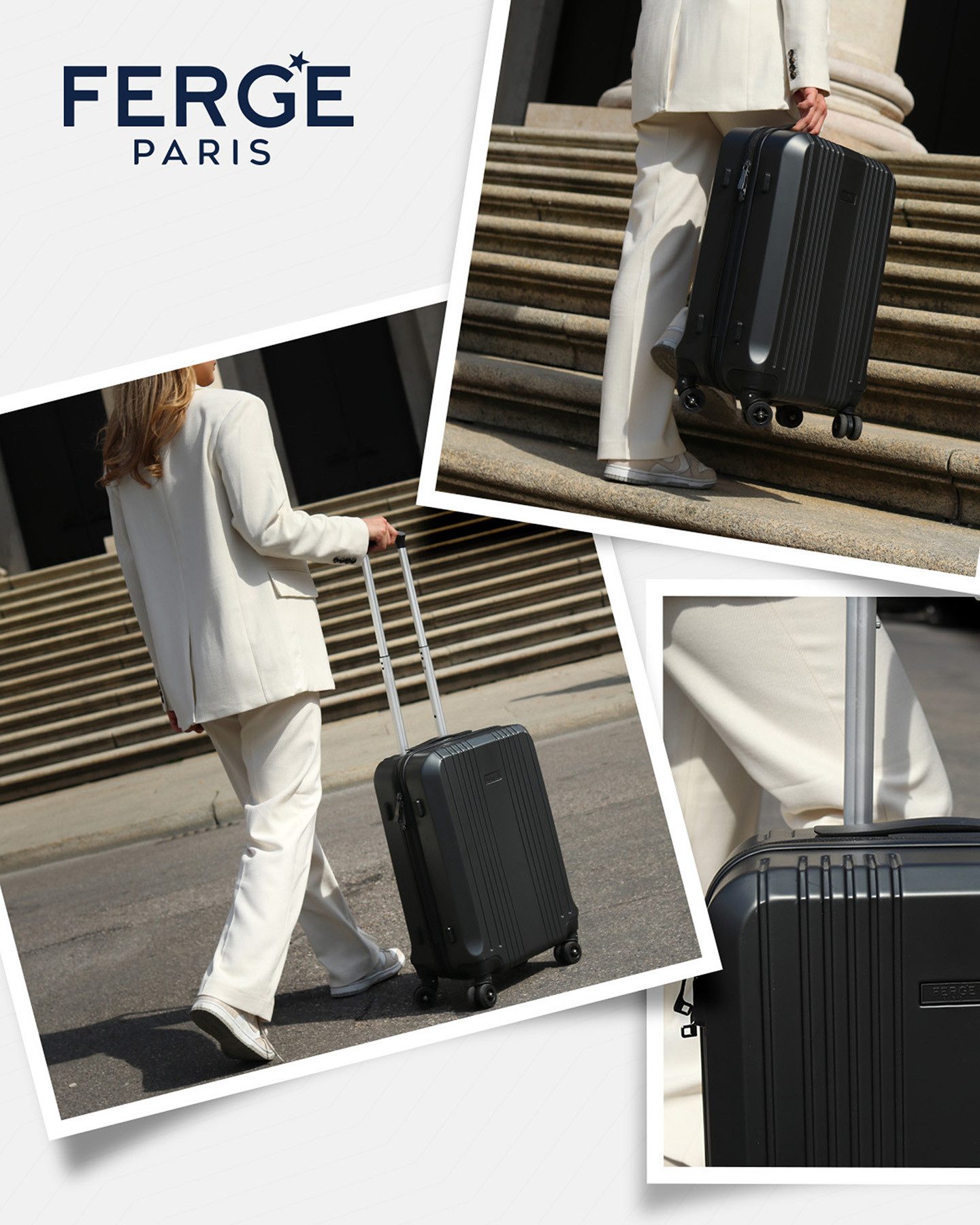 FERGÉ Koffer Hartschale Handgepäck Koffer 55 x 40 x 22 cm TSA-Schoß, Handgepäck Koffer Hartschale, Kabinen-Trolley Rollkoffer mit 4 Rollen
