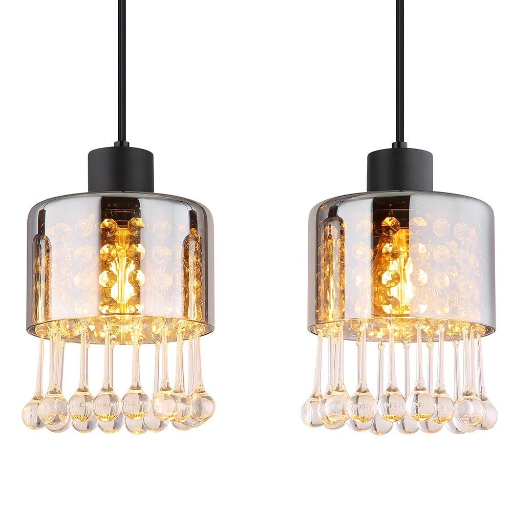 GLOBO LIGHTING Hängeleuchte, Leuchtmittel nicht inklusive, Pendelleuchte Hängelampe Deckenleuchte Metall Schwarz Glas Kristalle L