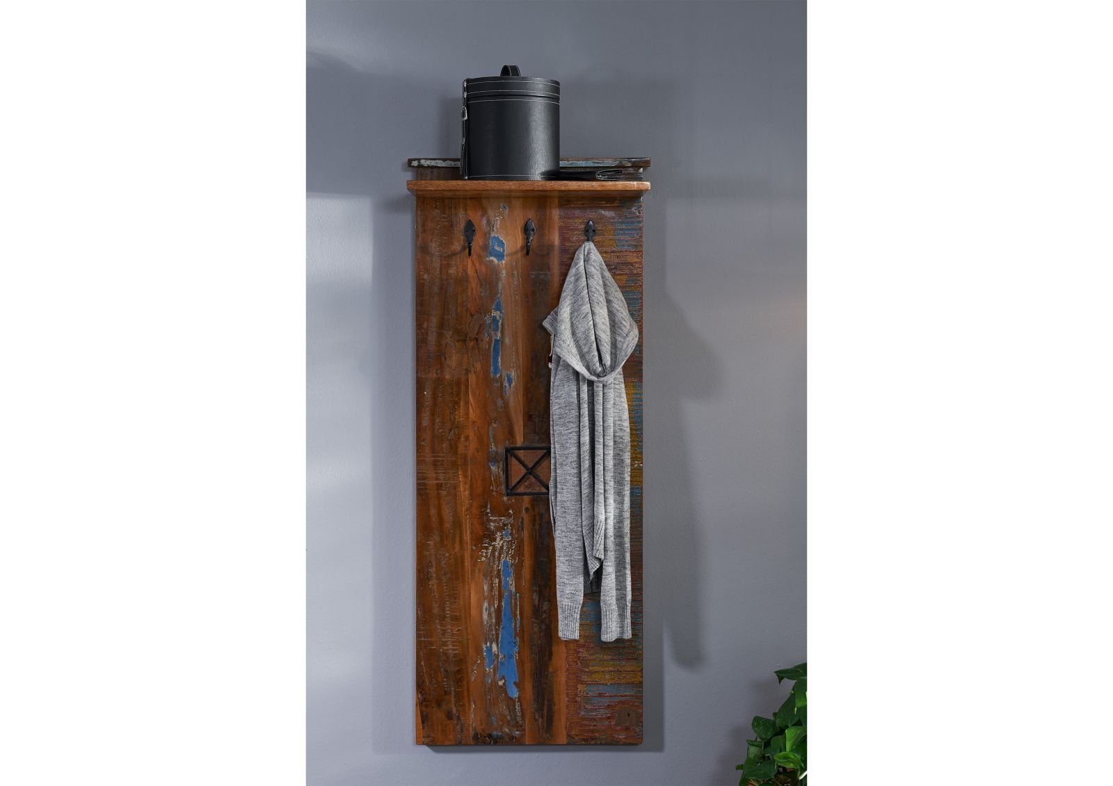 Massivmoebel24 Garderobe NATURE OF SPIRIT, Altholz 59x30x145 mehrfarbig lackiert NATURE OF SPIRIT #111