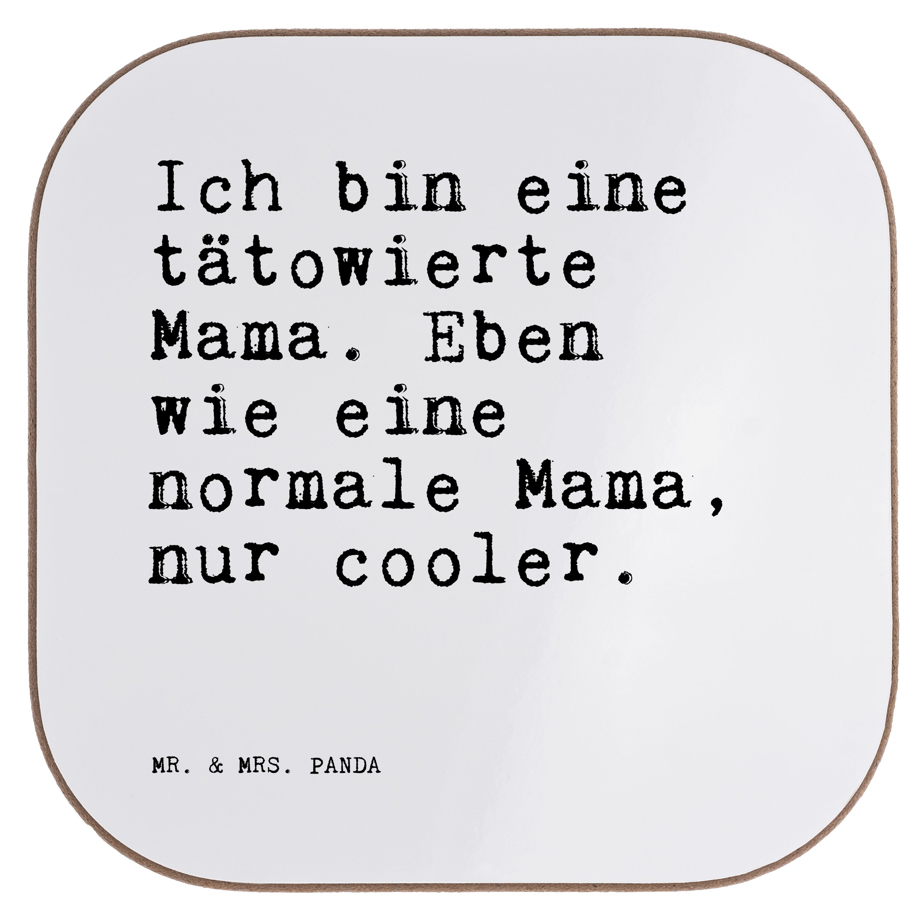 Mr. & Mrs. Panda Getränkeuntersetzer Ich bin eine tätowierte... Weiß