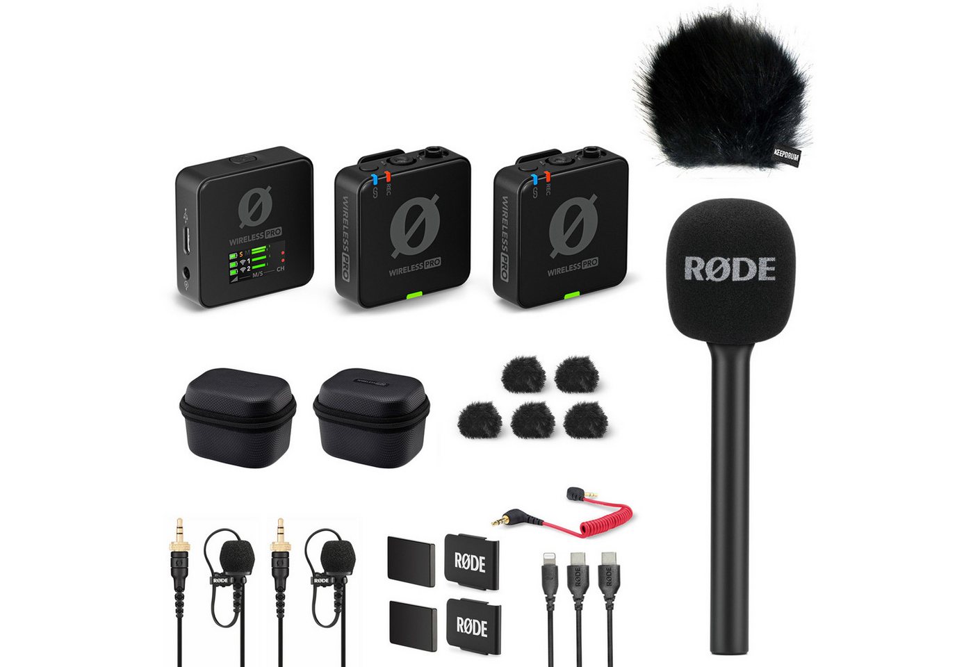 RØDE Rode Wireless Pro Mikrofon-Set mit Handadapter und Windschutz Digitales Aufnahmegerät (Vorteils-Set mit Handadapter und Windschutz)