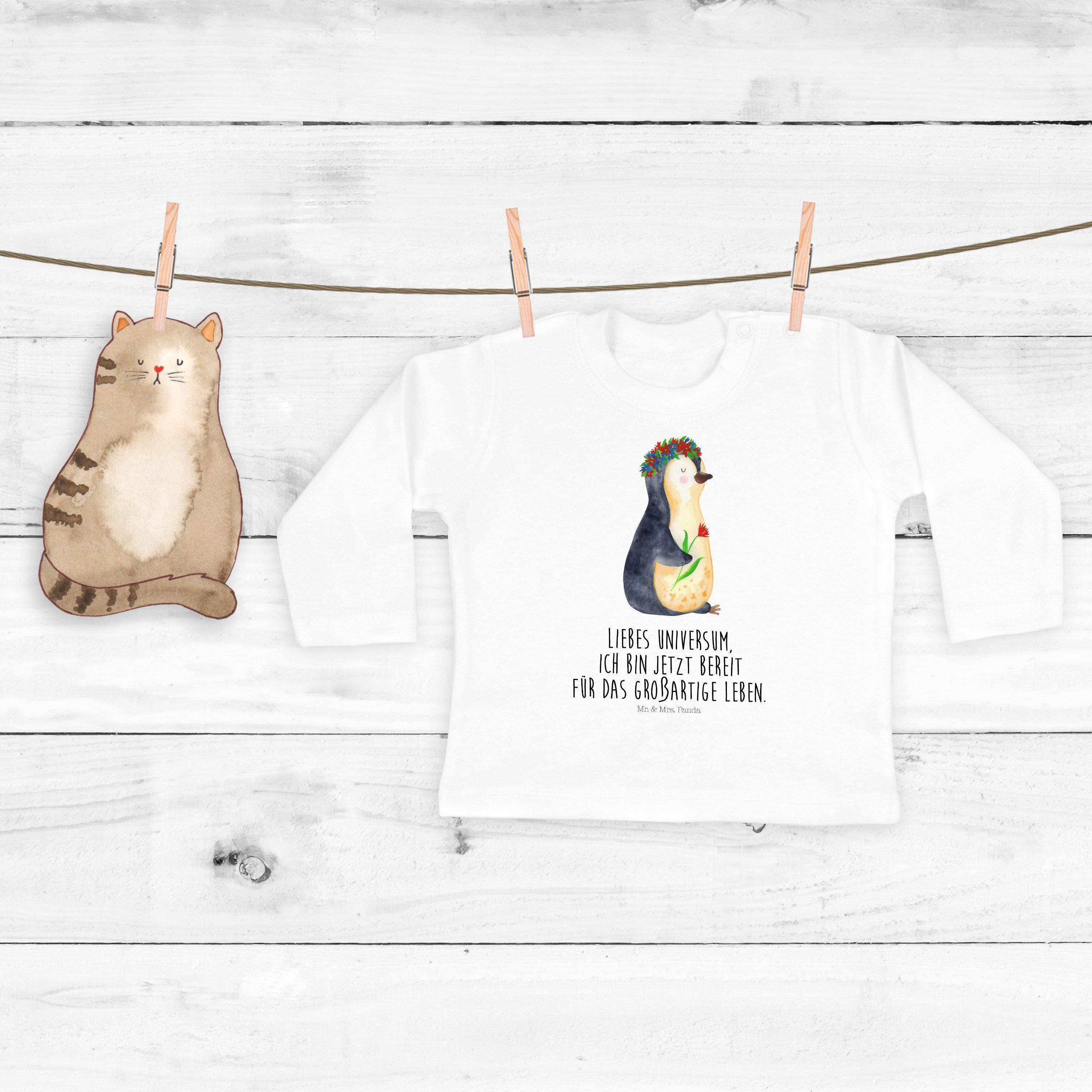 Kleidung, Geschenk, Panda Strampler - Jungen, Leben, (1-tlg) & Mrs. - Mr. Blumenkranz Weiß Pinguin Selbs