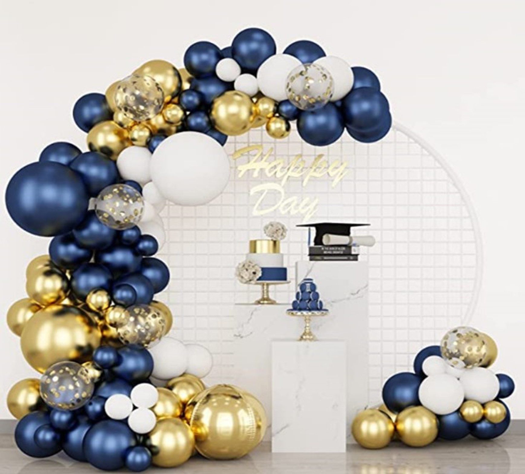 Party Flamingo Aufblasbares Partyzubehör Girlande blau gold metallic Party Deko Geburtstag Feier Happy Birthday