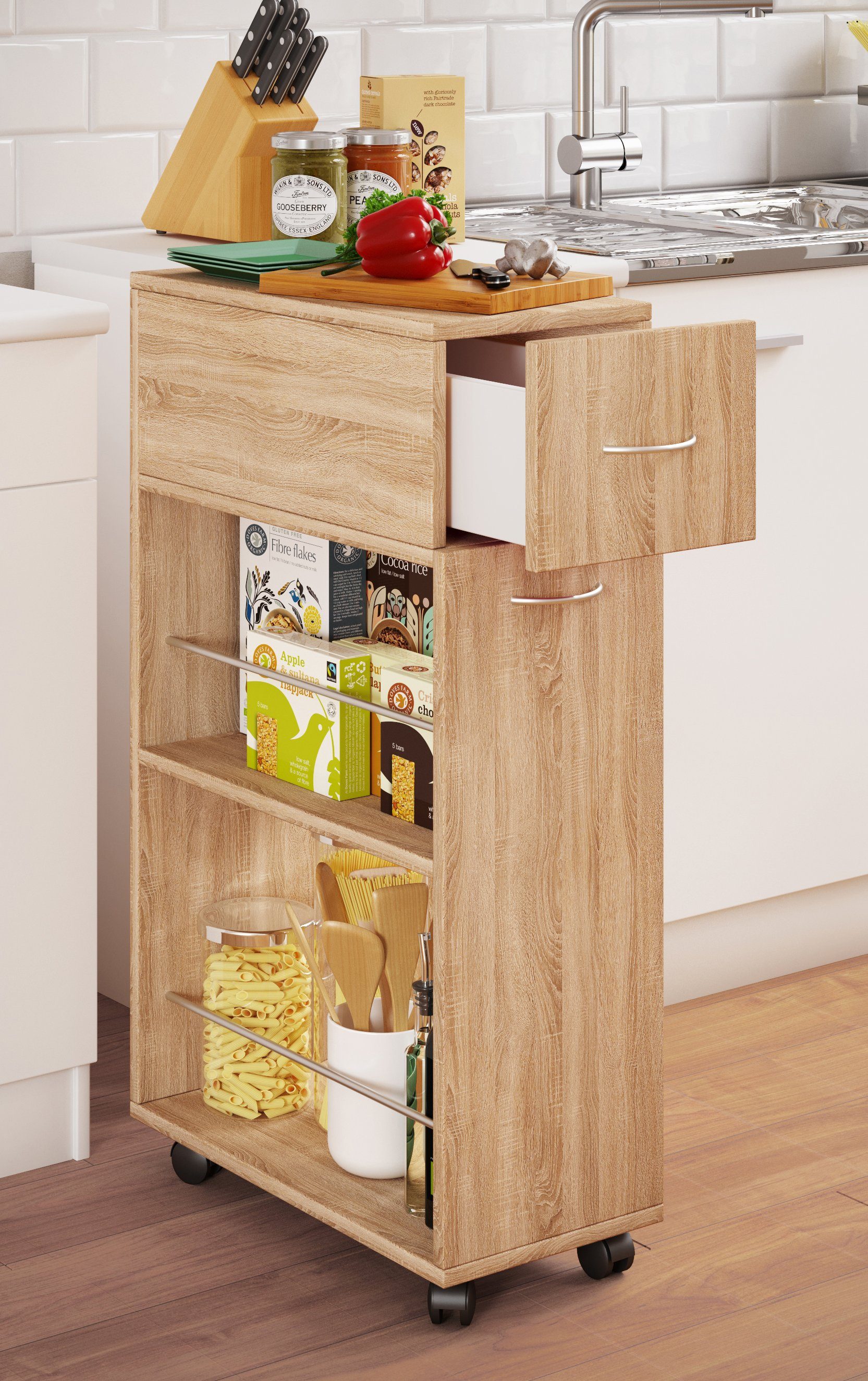 VCM Küchenwagen Nische Küchenwagen Sevierwagen Tusal Schublade günstig online kaufen