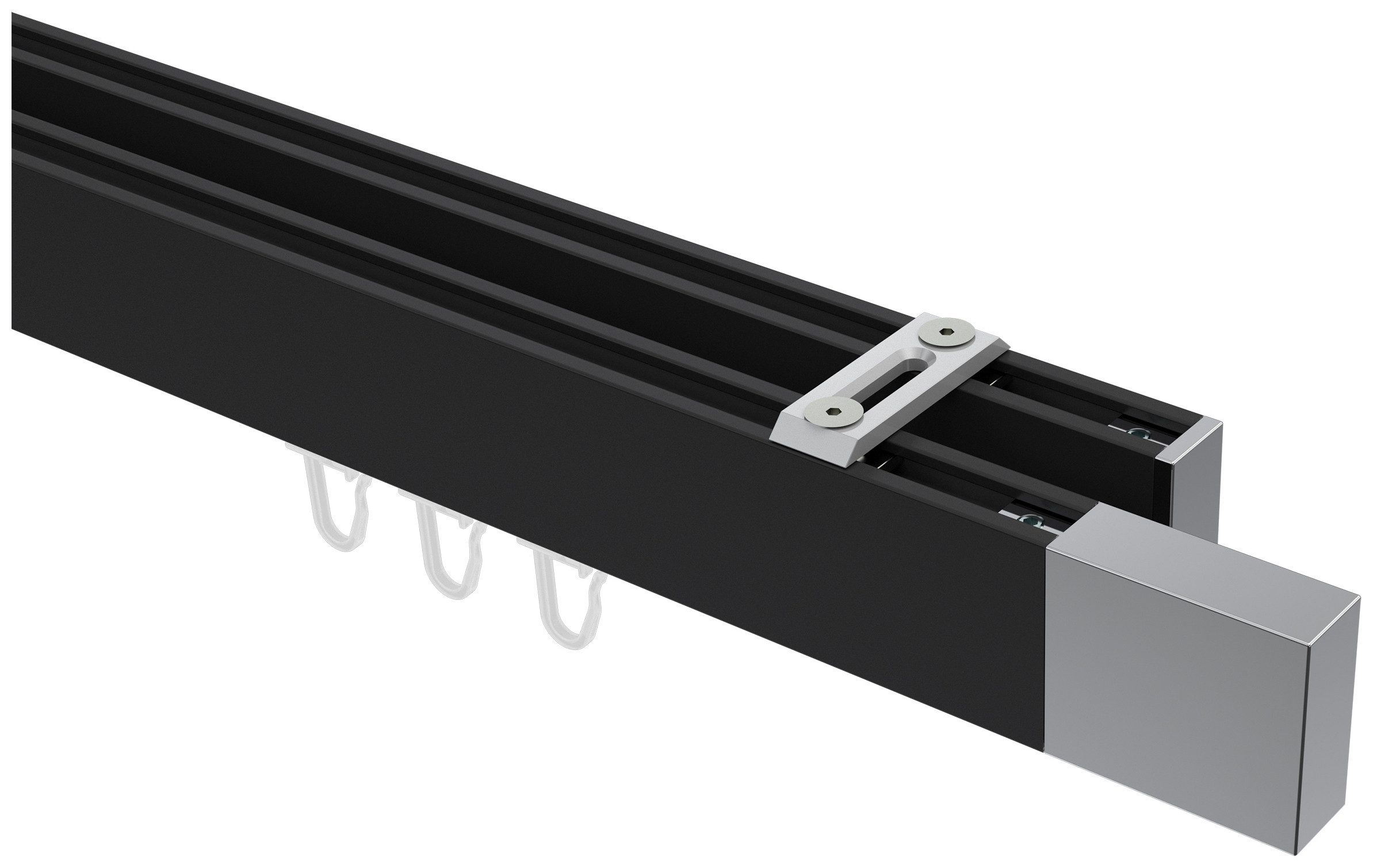 INTERDECO Innenlaufschiene Smartline Lox, 2-läufig, Fixmaß, kürzbar, Deckenmontage, Aluminium, Schwarz / Chrom / Bicolor, 14x35