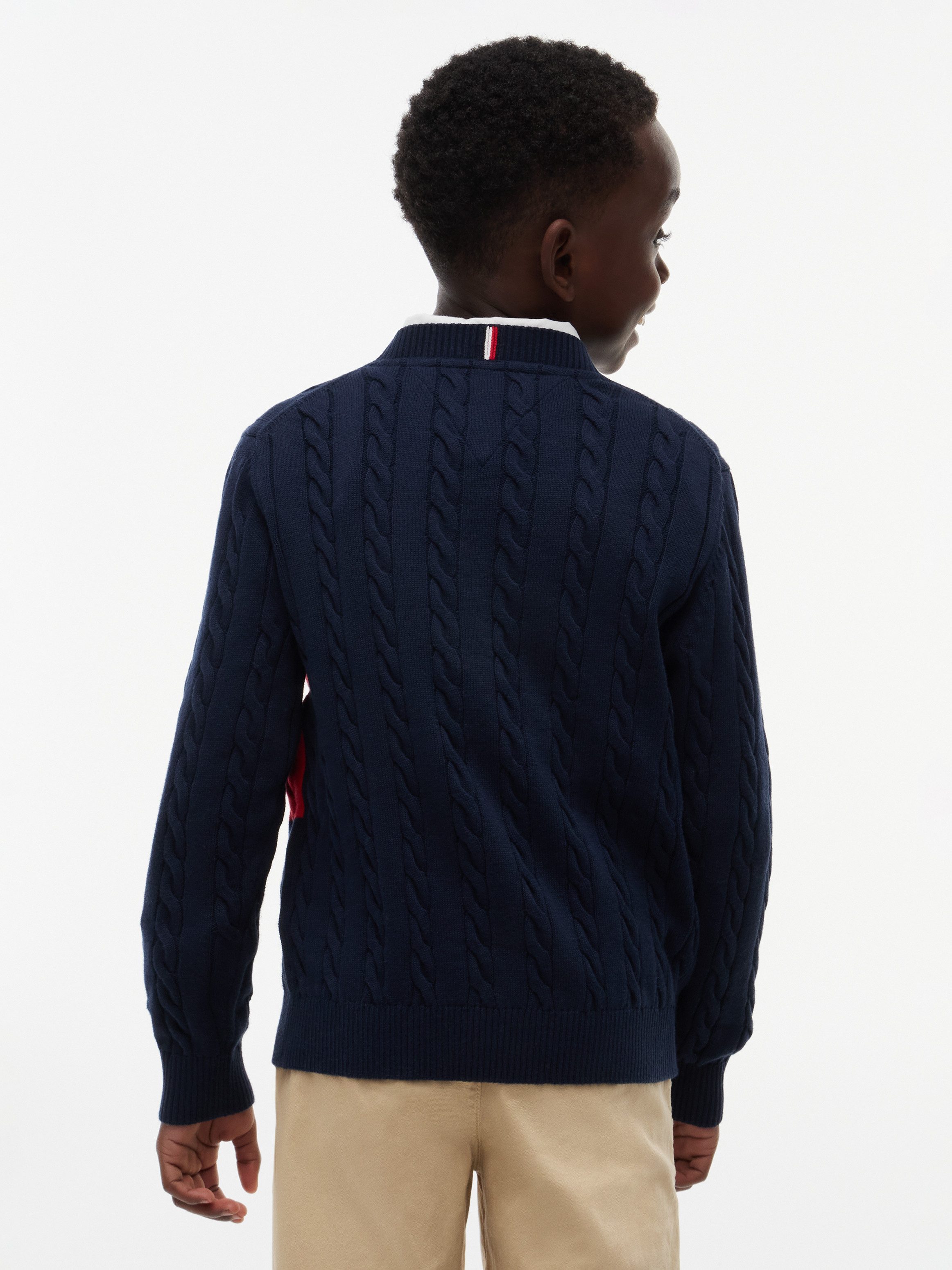 Tommy Hilfiger Strickpullover Zopfmuster, Regular Fit, reine Baumwolle, Kinder bis 16 Jahre