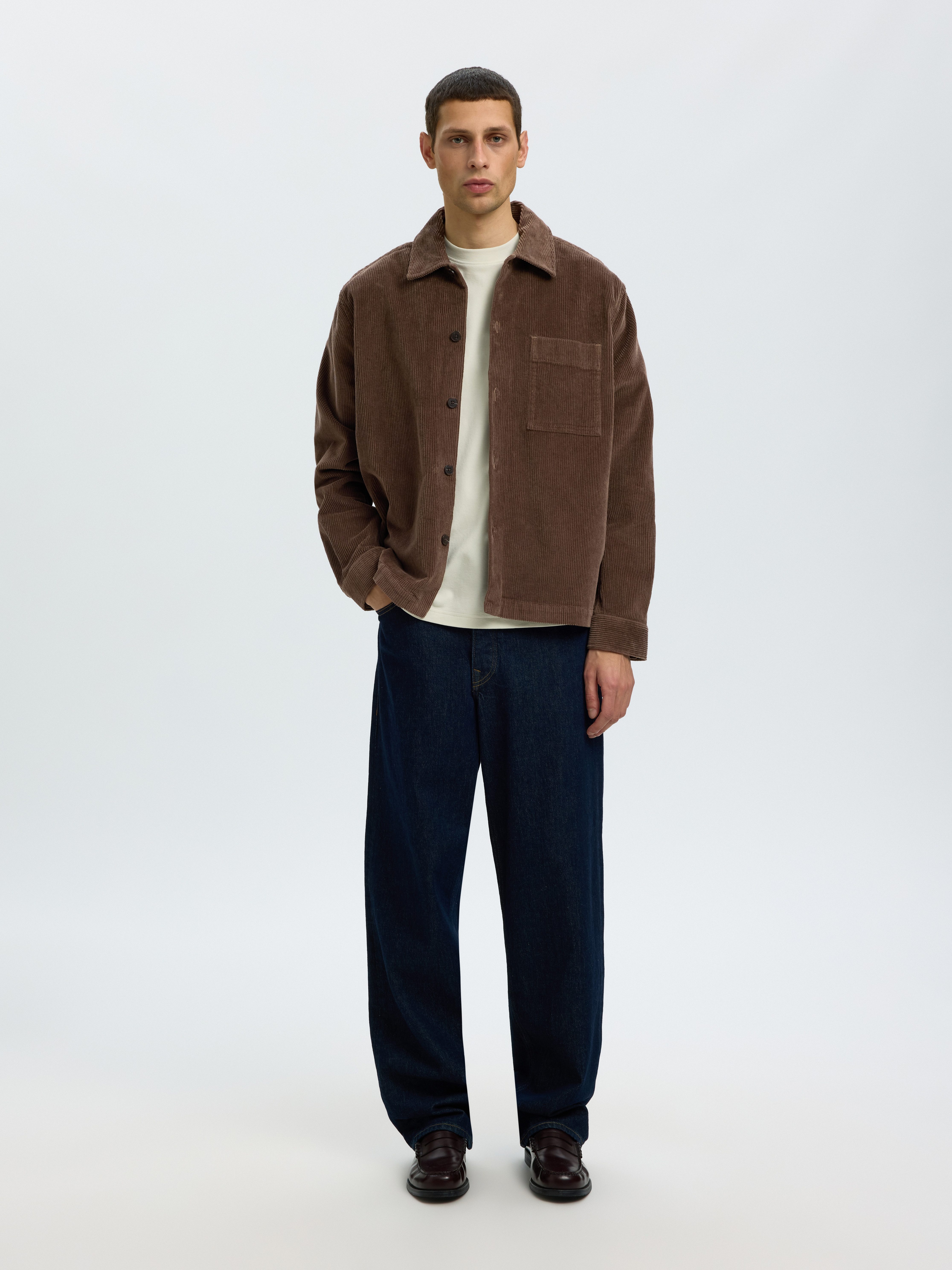Selected Langarmhemd SLMOTTO KRIS CORD OVERSHIRT NOOS Baumwollmischung, regular fit