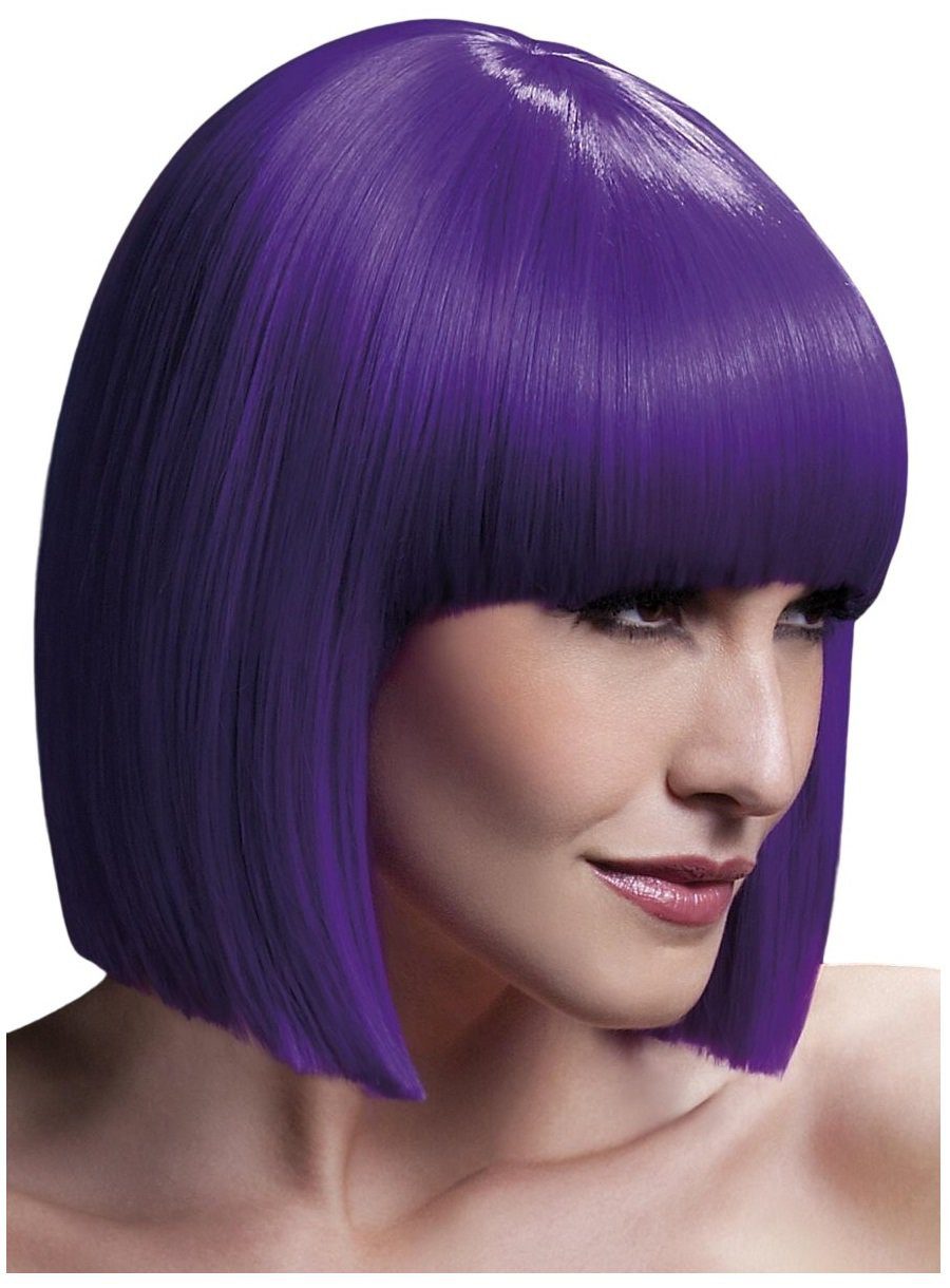 Smiffys Kostüm-Perücke Blunt Cut lila - Kostüm Perücke für Fasching, Hochwertige Kunsthaar-Perücken aus der Fever Wig Collection