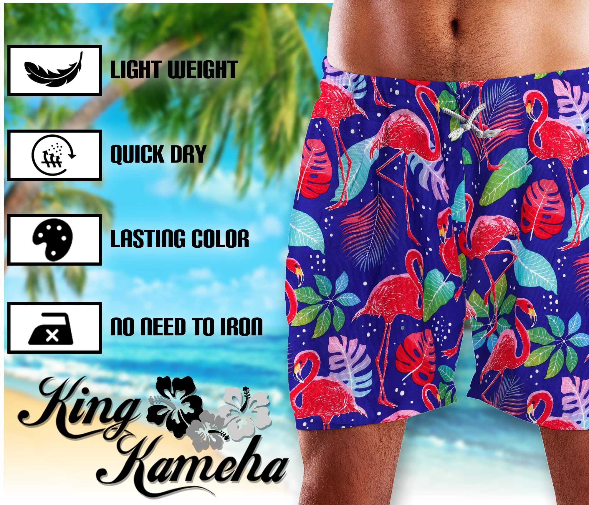 King Kameha Badeshorts Funky Flamingos Hawaii günstig online kaufen