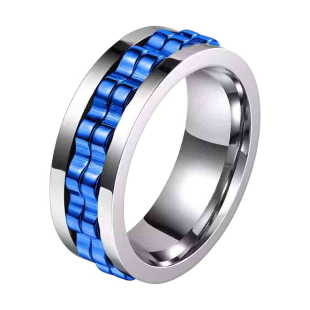 Taffstyle Fingerring Herrenring Edelstahl drehbar Spinning Ring Ketten Fidget Fingerring (Moderner Edelstahl Herrenring mit beweglichem Kettenelement im markanten Design – stilvoller Schmuck mit besonderer Drehfunktion)