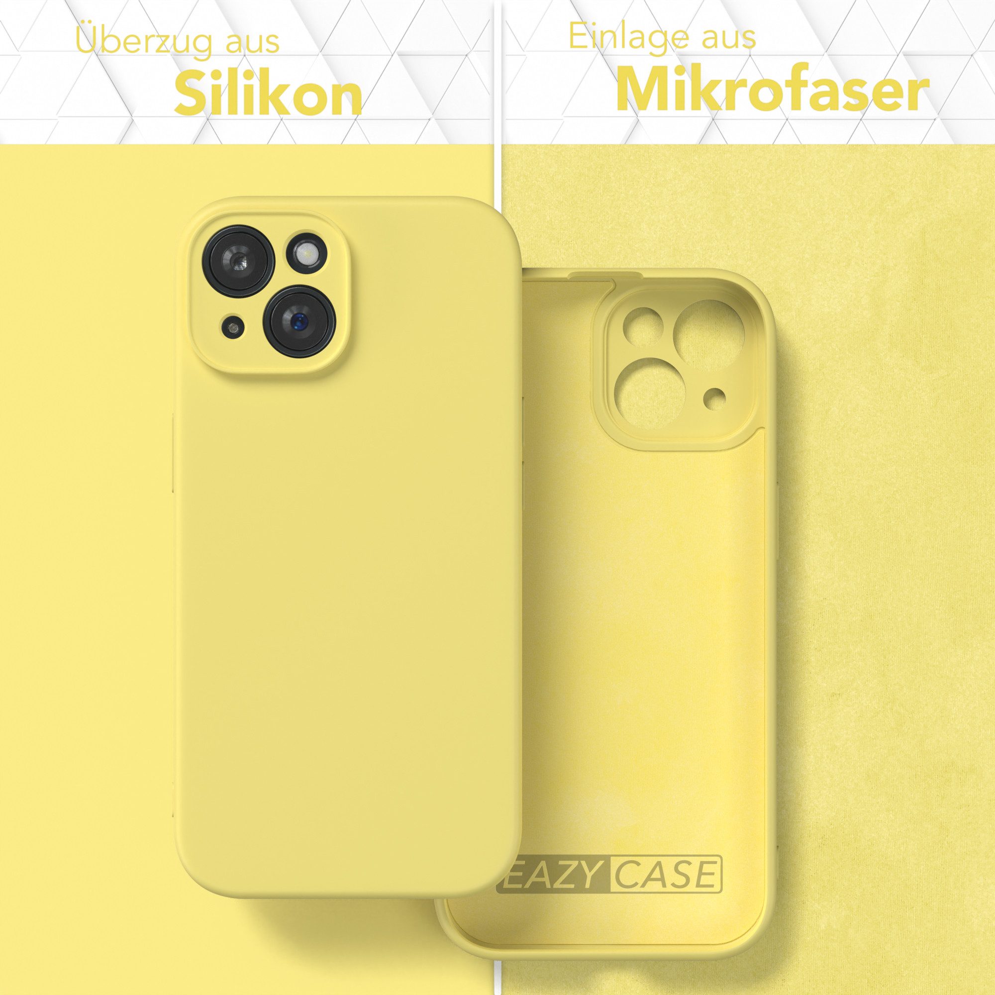 EAZY CASE Handyhülle für Apple iPhone 15 Hülle Silikon 6,1 Zoll, Handy Softcase stoßfest Hülle mit Kameraschutz Bumper Tpuhülle Gelb