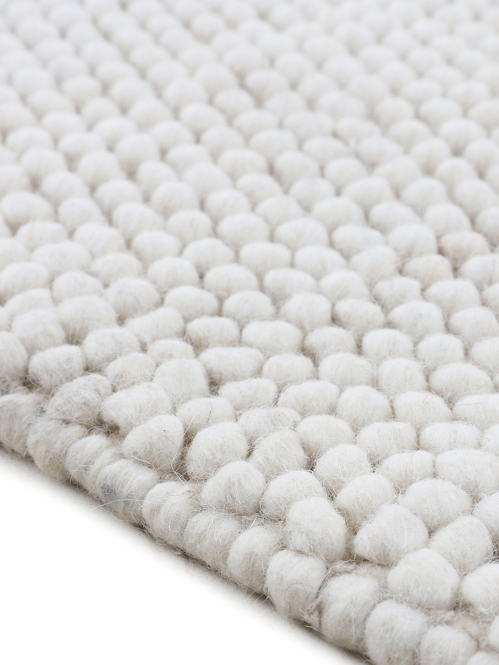 70% Handweb carpetfine, Teppich Uni Calo, handgewebt, Teppich, Farben, Wolle mm, rechteckig, beige 16 meliert, Höhe: