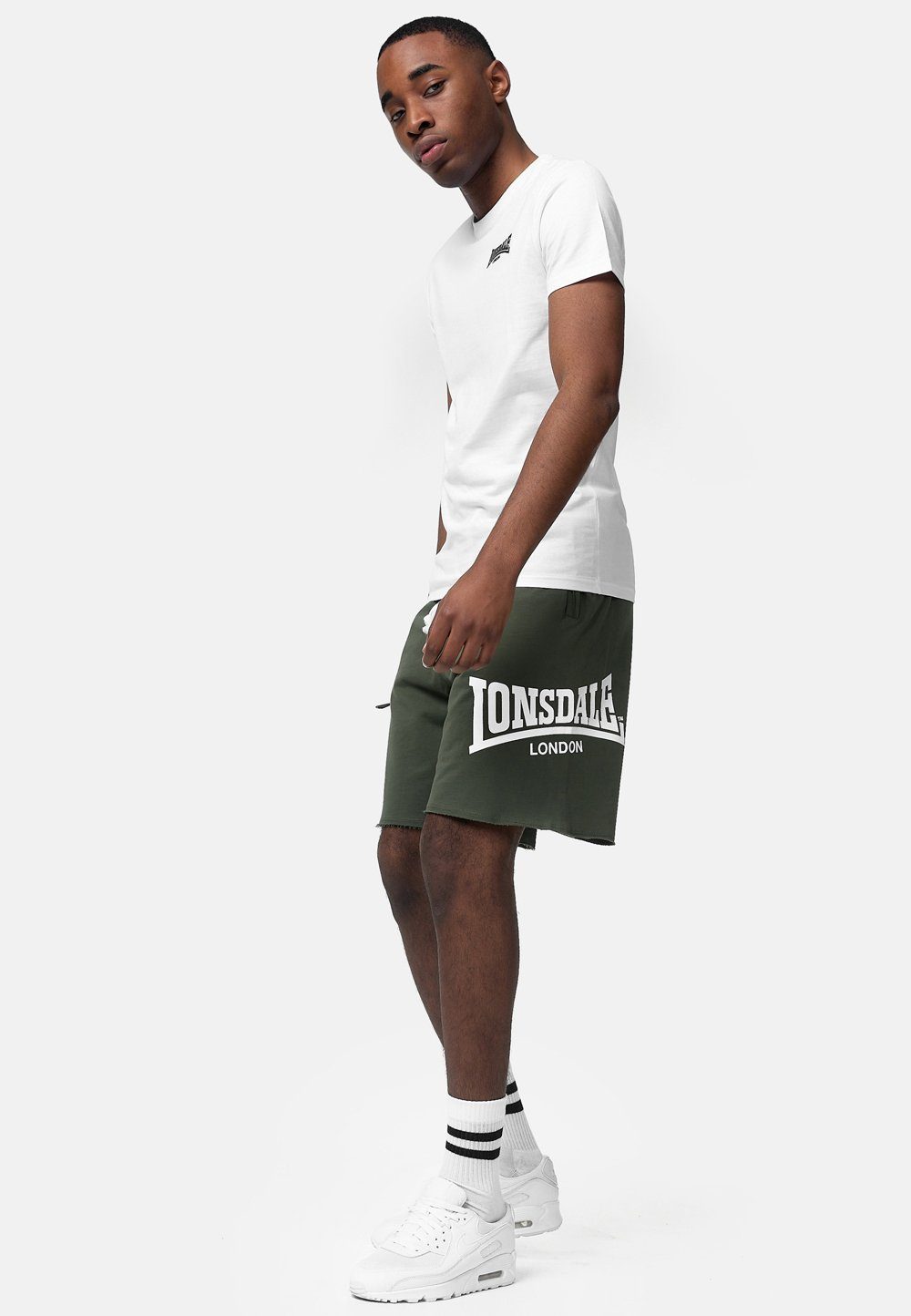 Lonsdale POLBATHIC Green/White Sweatshorts