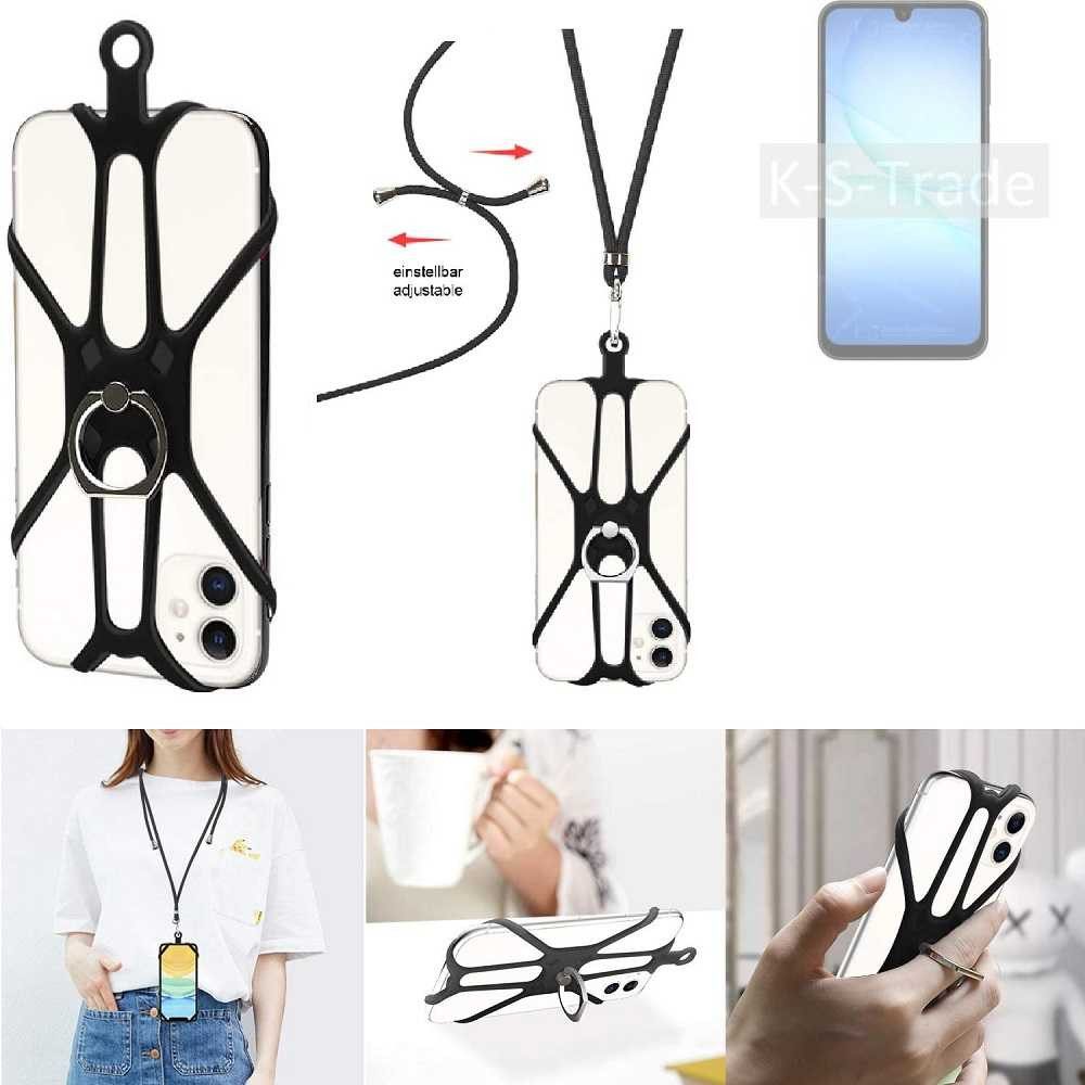 K-S-Trade Handyhülle für Samsung Galaxy A17 5G, 3in1 Handykette Handyband Handykordel Halsband Smartphone-Ring