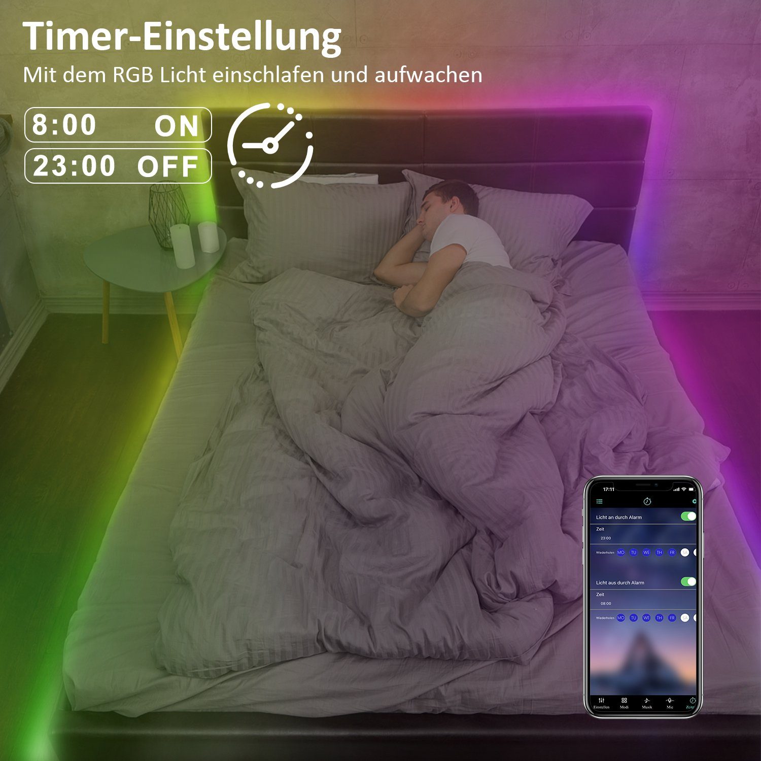 App, und Fernbedienung 10m Timer-Funktion Stripe Bänder RGB Dimmbarmit LED Nettlife Musikfunktion, Selbstklebend
