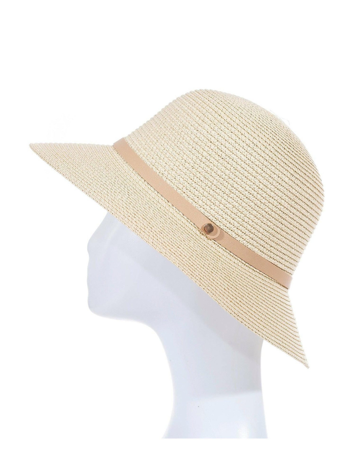 Adel Accessoires Sonnenhut Damen Sonnenhut mit Lederband – 50–55 cm – Sommerhut Papier