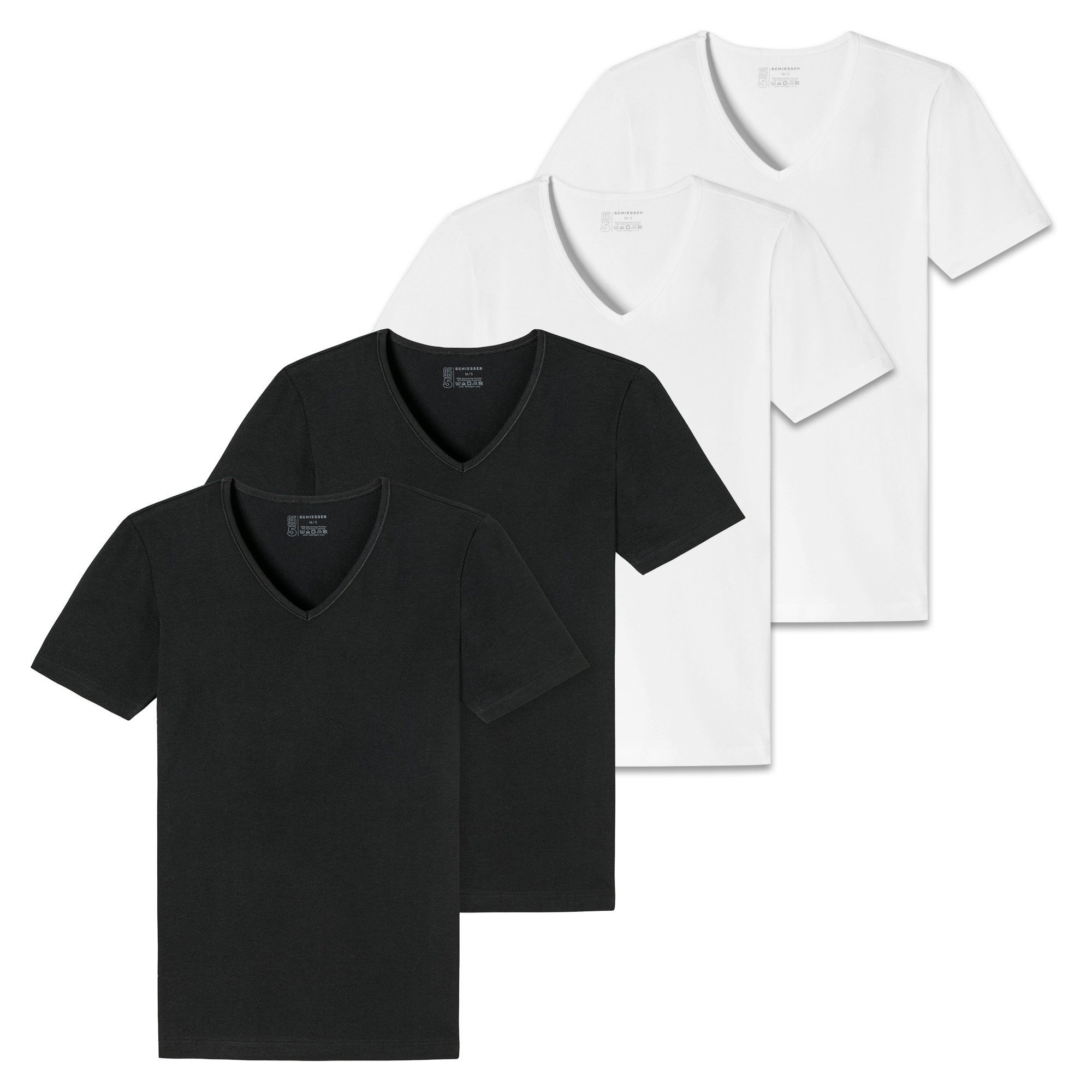 Schiesser T-Shirt Herren T-Shirt 4er Pack Baumwolle 2PACK T-shirt (Packung, 4er Pack)