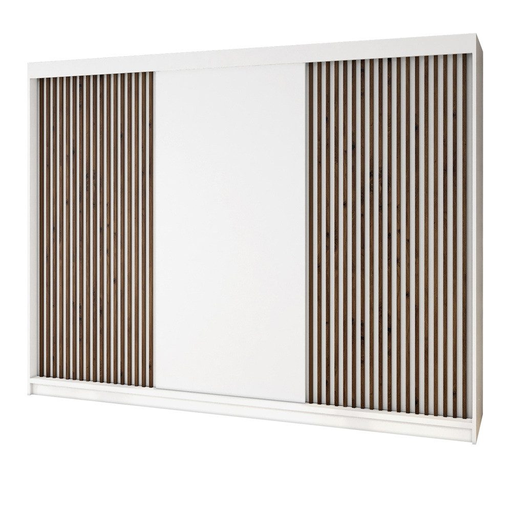 A&J MöbelLand GmbH Schiebetürenschrank IOSA 200 cm – Moderner Kleiderschrank mit 3D-Lamellen (TOP ANGEBOT! Geräumiger Schrank mit einer Breite von 200 cm ideal zur Aufbewahrung von Kleidung und Accessoires. Wählen Sie das ideale Modell für Ihr Schlafzimme