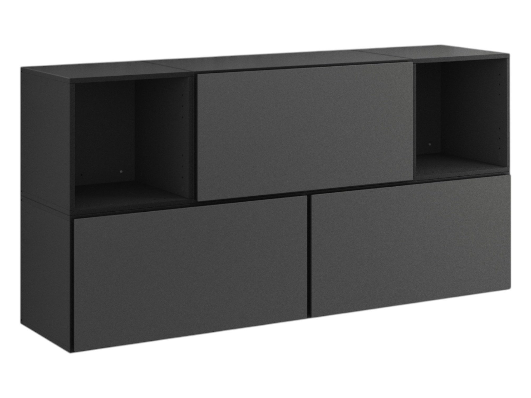 moebel-dich-auf Sideboard VARIANTO 2 (5 tlg., 152 cm breit, Sideboard bestehend aus 3x Schränken mit Klappe und 2x Regal), stehend und hängend