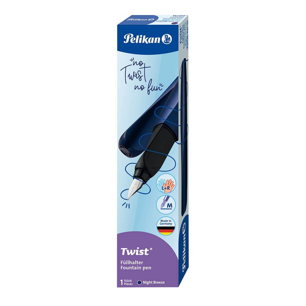 Linkshänder Füller mit (1-tlg) Pelikan Twist blau, Füller 1 M-Feder P457 für Rechts-&