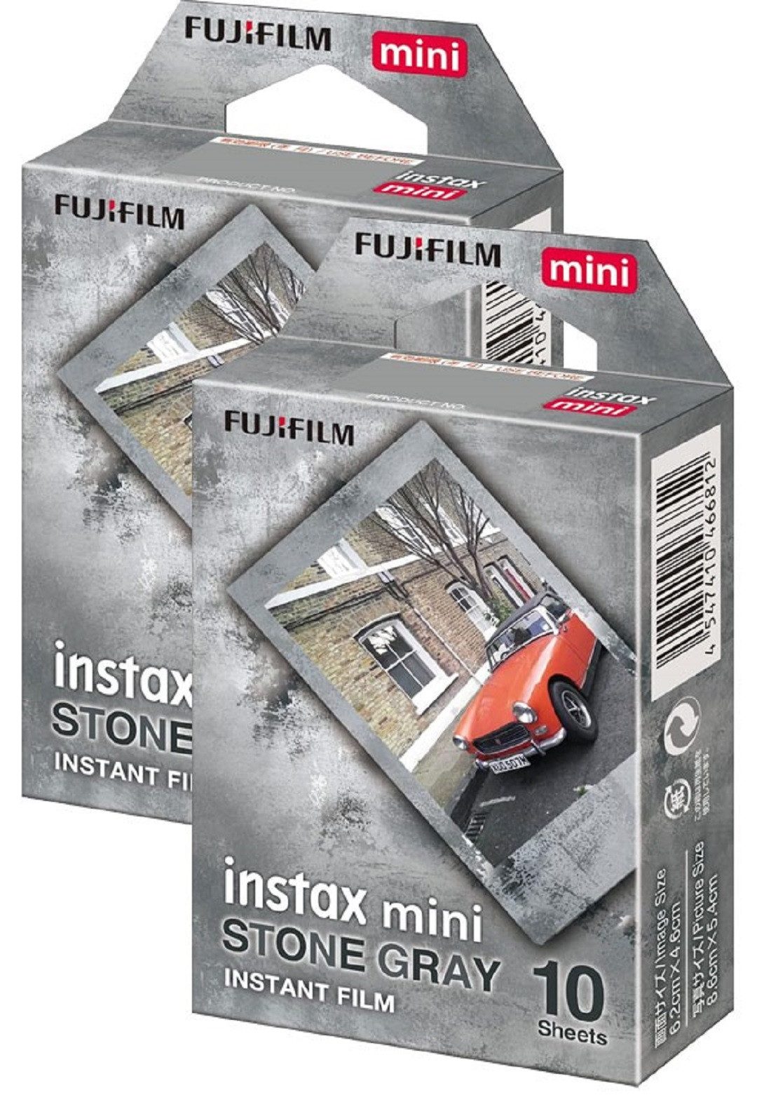 FUJIFILM Sofortbildfilm 2x Fujifilm Instax Mini Film Stone Gray je 10 Aufnahmen