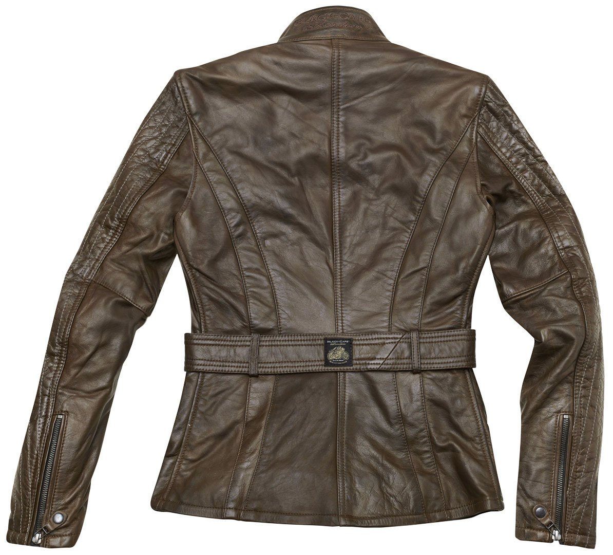 Damen London Black-Cafe Motorradjacke Madrid Lederjacke Motorrad Brown