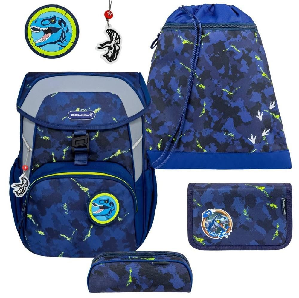 Belmil Schulranzen "Maxi" 2026 Set 1. Klasse, 22 Liter Volumen, Dino, 4tlg.,1. Klasse, Grundschule, Einschulung, Jungen