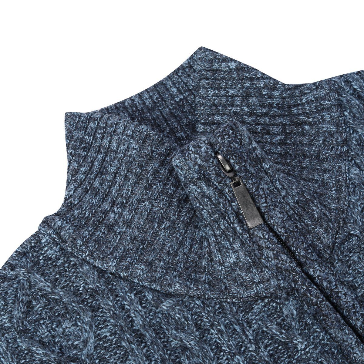 Allthemen Cardigan mit Stehkragen Herren Strickjacke mit reißverschluss