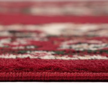 Orientteppich Kurzflor Teppich, Vimoda, rechteckig, Höhe: 8 mm, mit Kunstvollem, Rot, Klassisch, mit Bordüre, Wohnzimmer