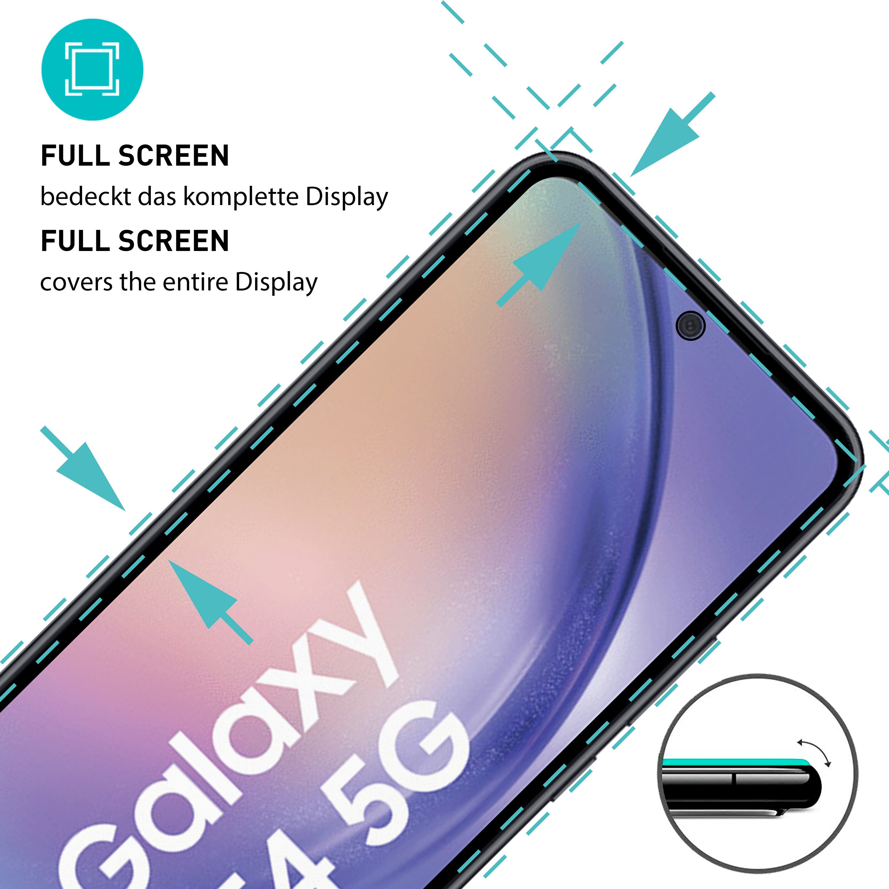 smartect Displayschutzglas Schutzglas Panzerfolie Full Screen Matt für Galaxy A54 5G, Set, 2 Stück, Schutzfolie Glasschutz Bildschirm